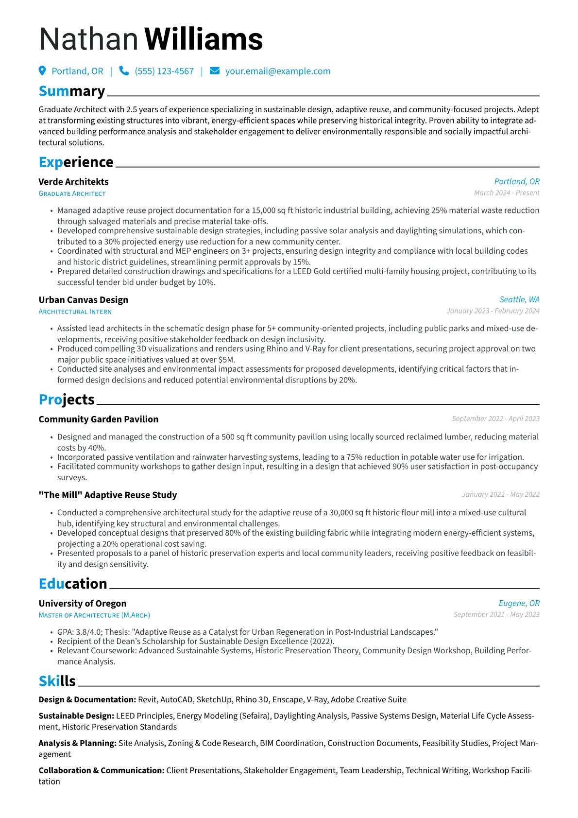 Graduate Architect resume example, Graduate Architect, page 1
