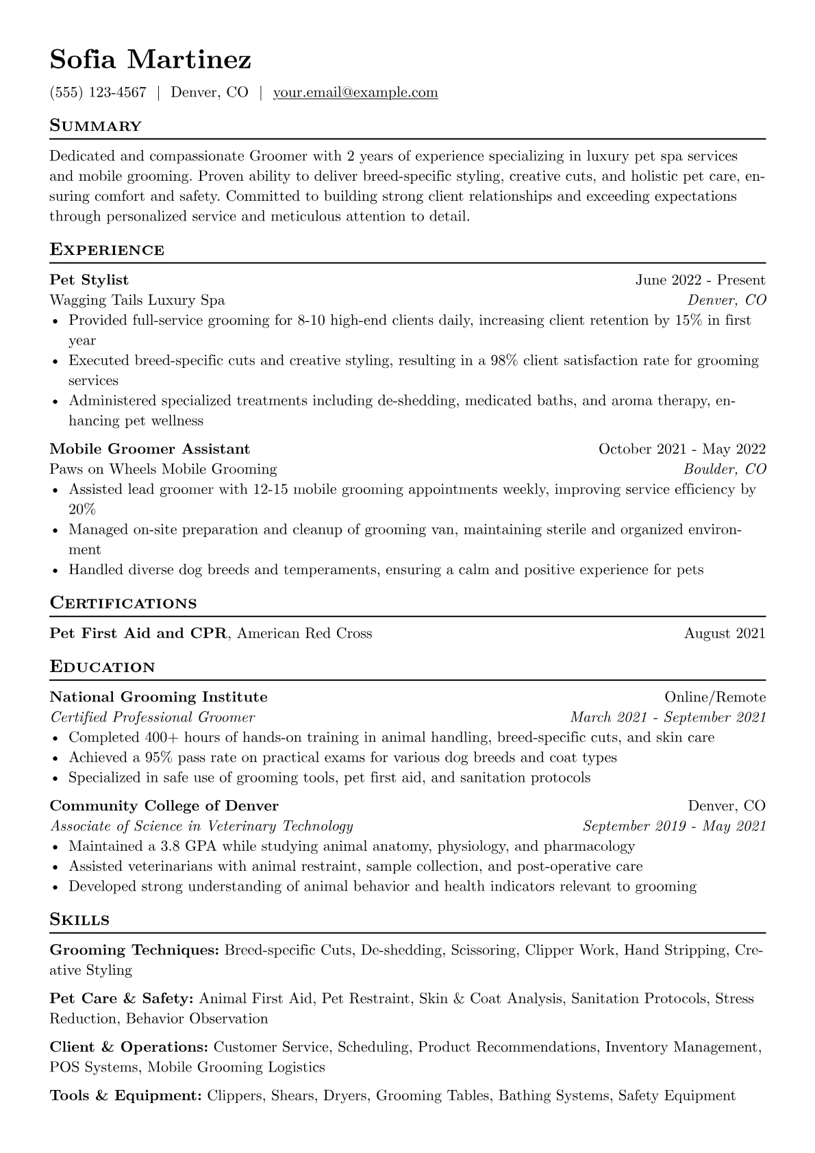 Entry Level Groomer version - Page 1