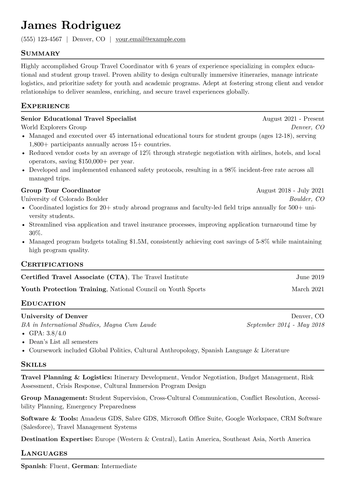Group Travel Coordinator version - Page 1