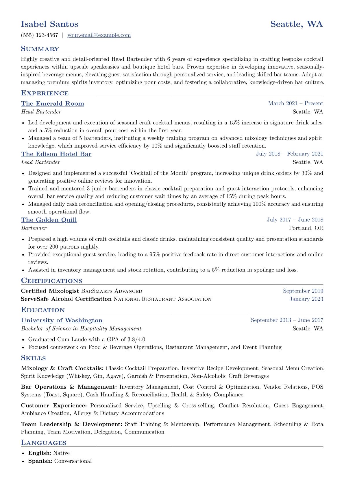 Head Bartender version - Page 1