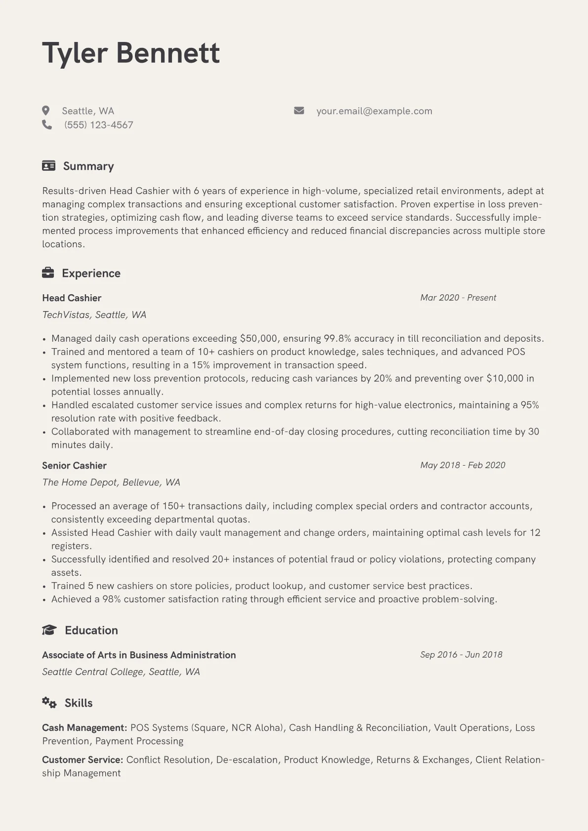 Head Cashier version - Page 1
