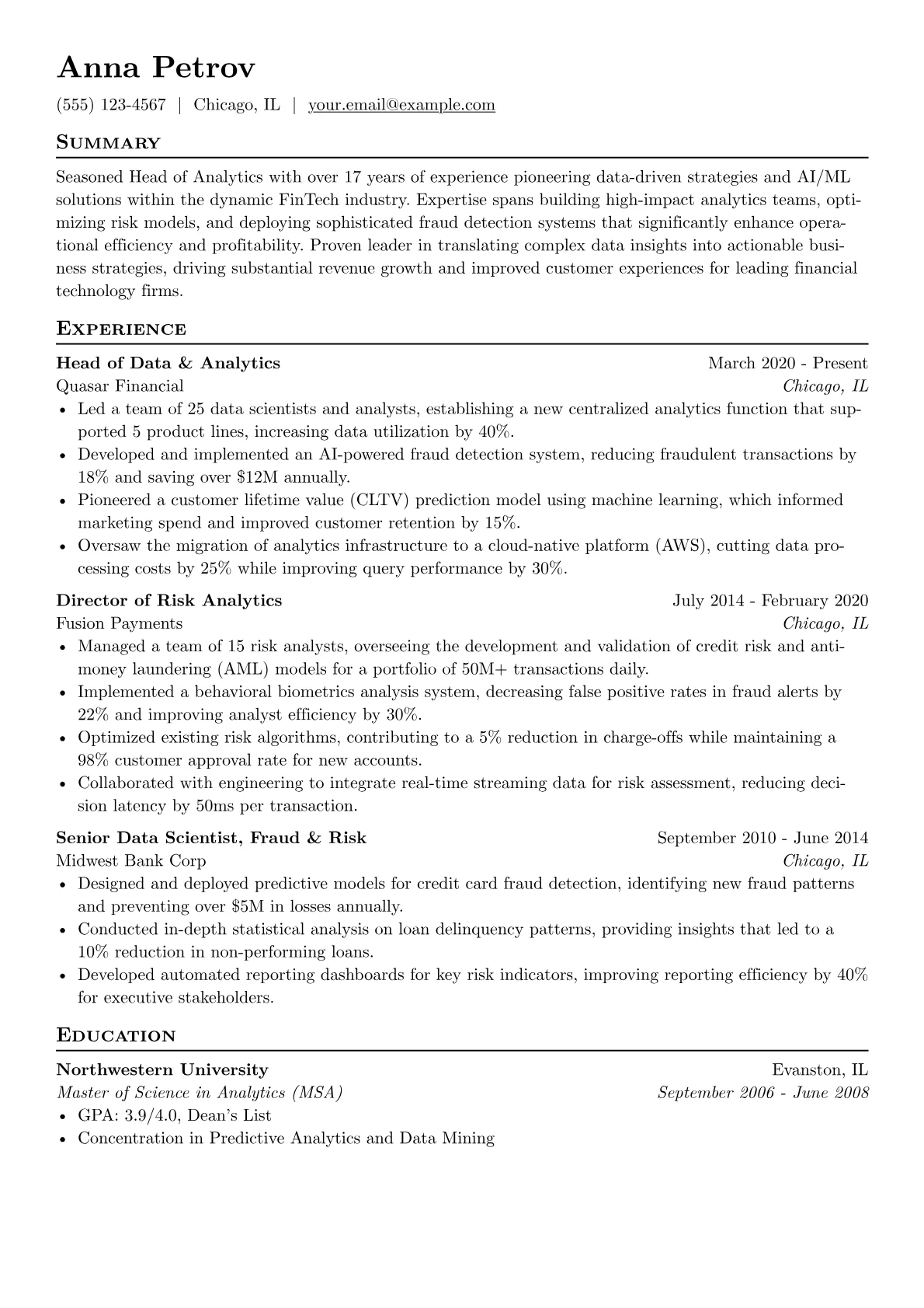 FinTech AI/ML Leader version - Page 1