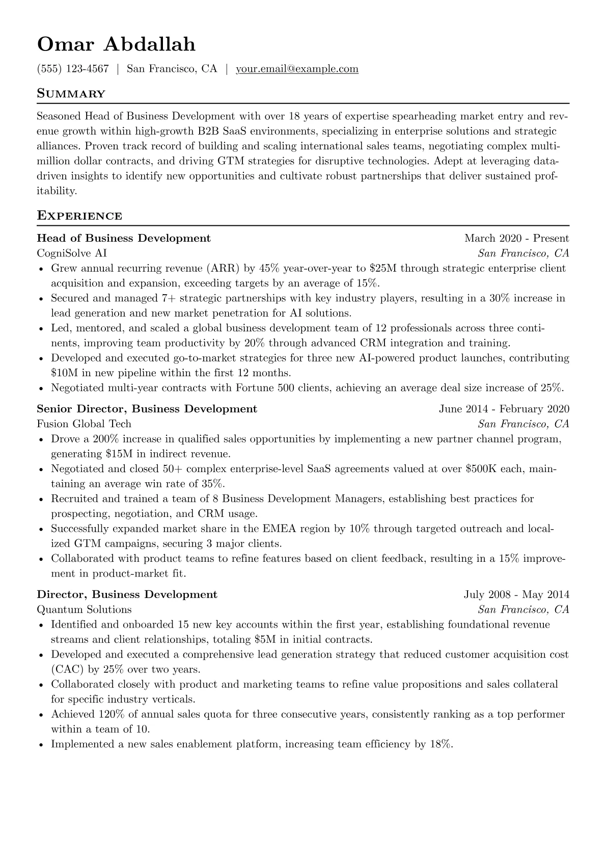 SaaS / Enterprise Focus version - Page 1