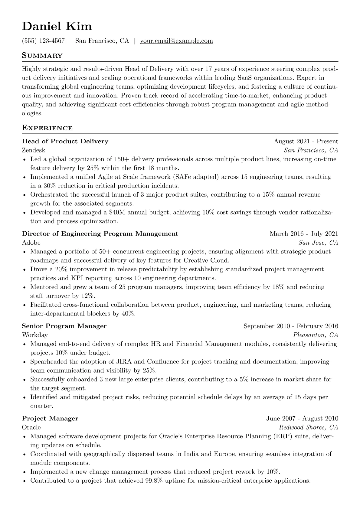 SaaS Product Delivery Lead version - Page 1
