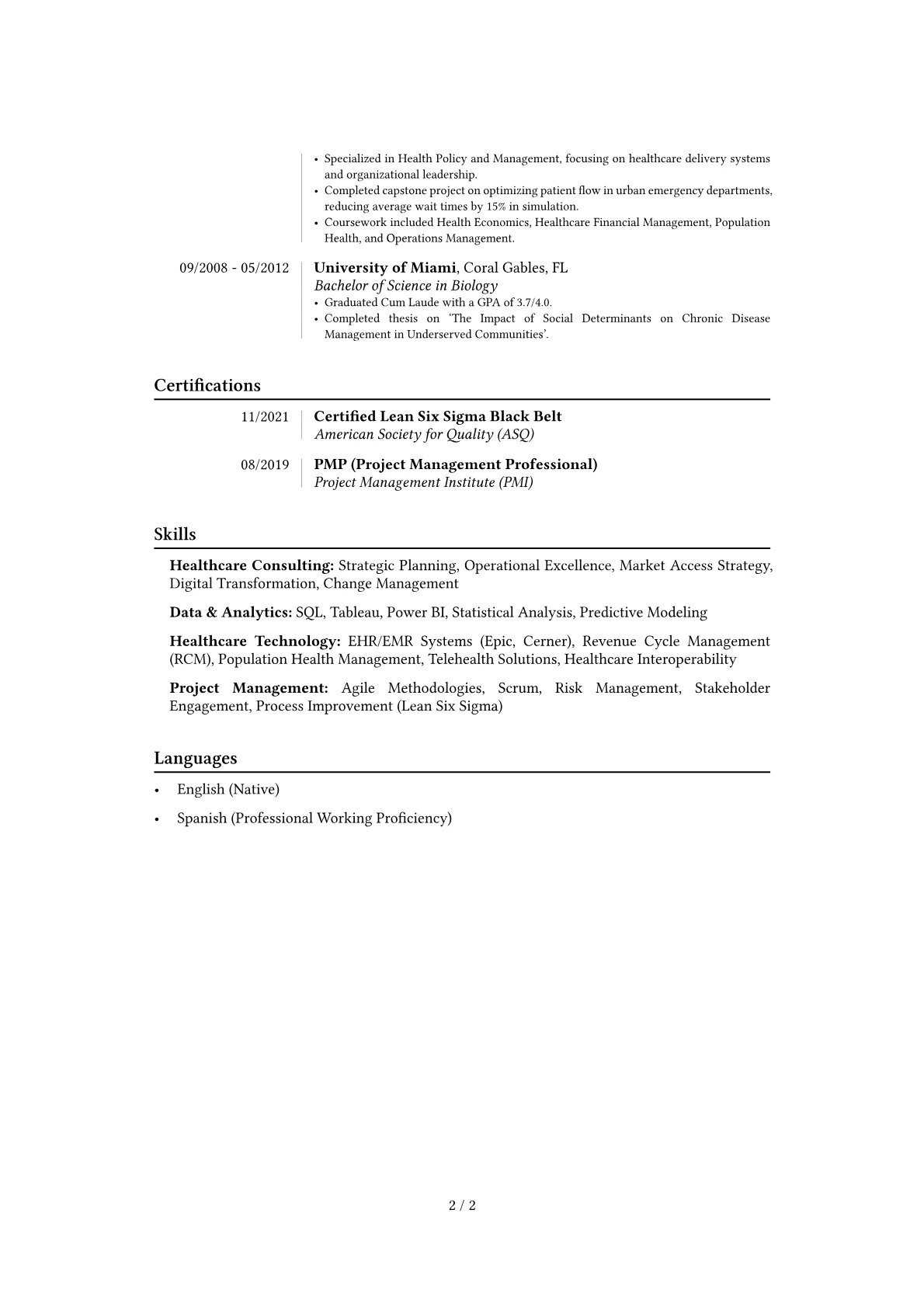 Health Consultant resume example, Career changer, page 2