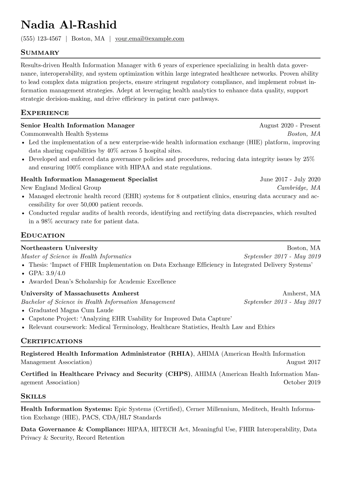 Health Information Manager version - Page 1