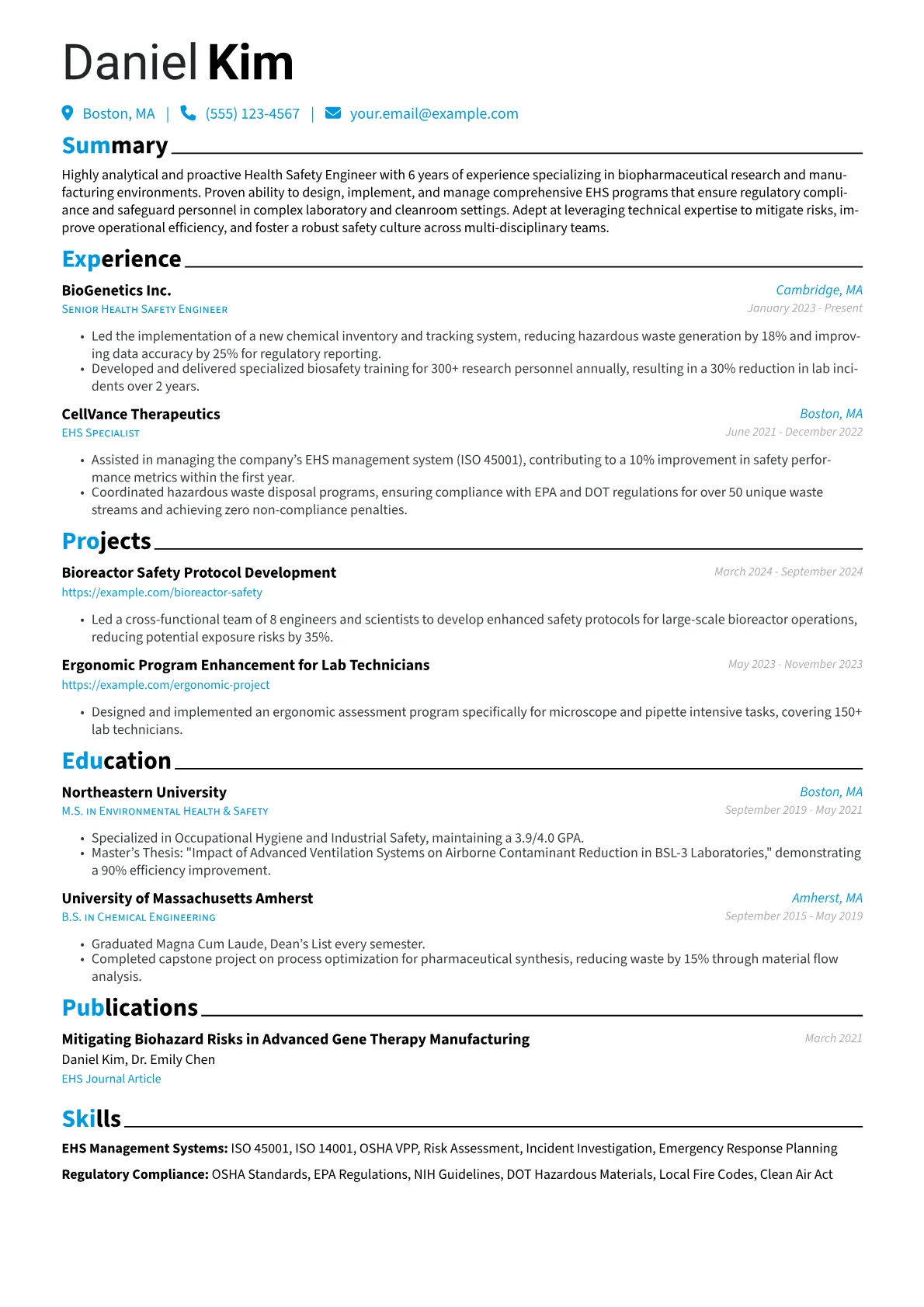 Health Safety Engineer resume example, Health Safety Engineer, page 1