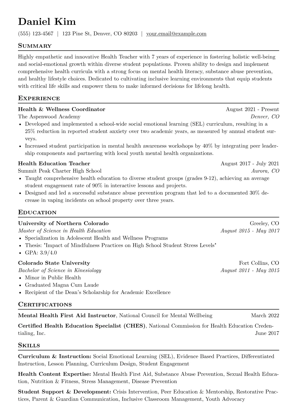 Health Teacher version - Page 1