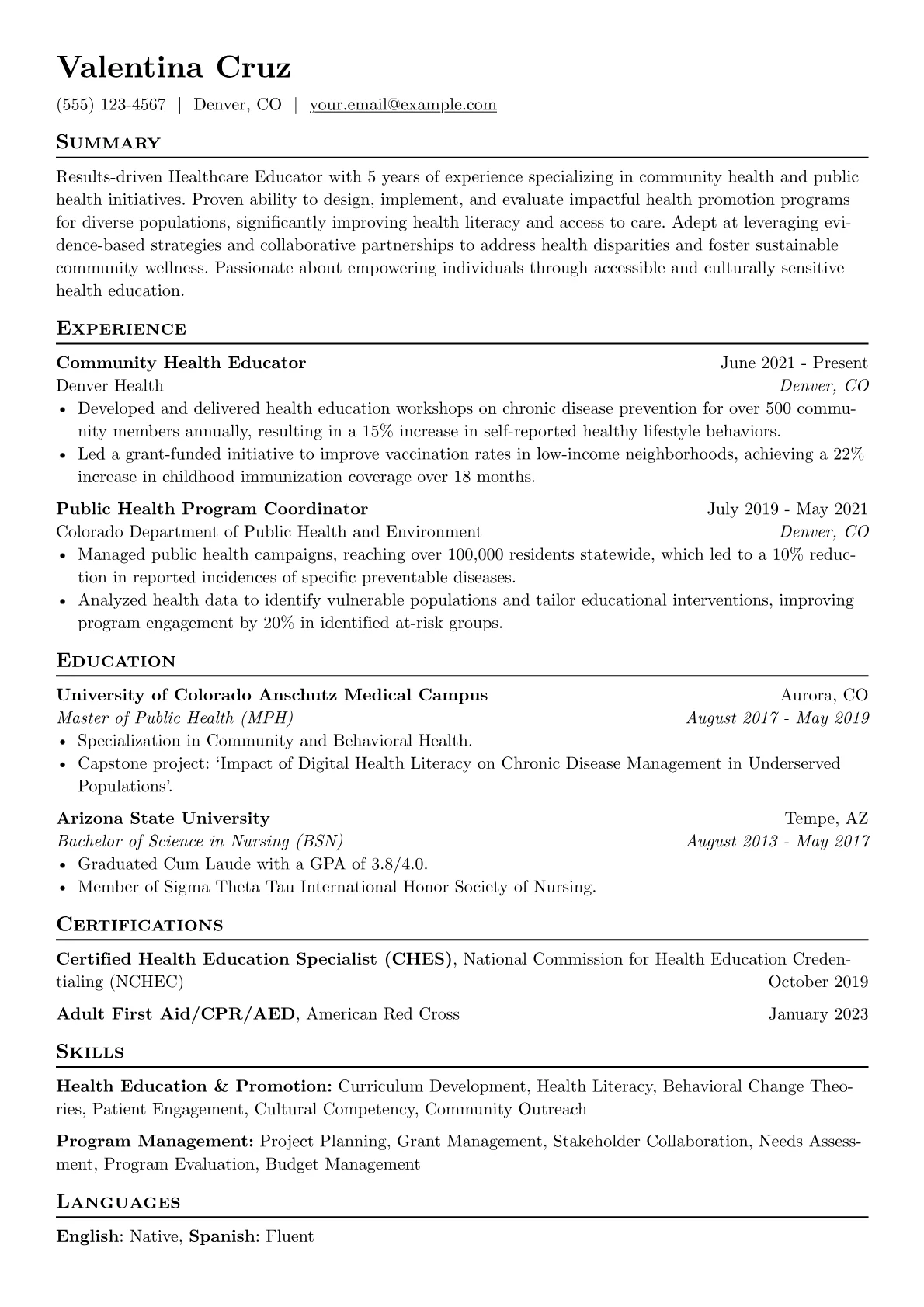 Community Health Focus version - Page 1