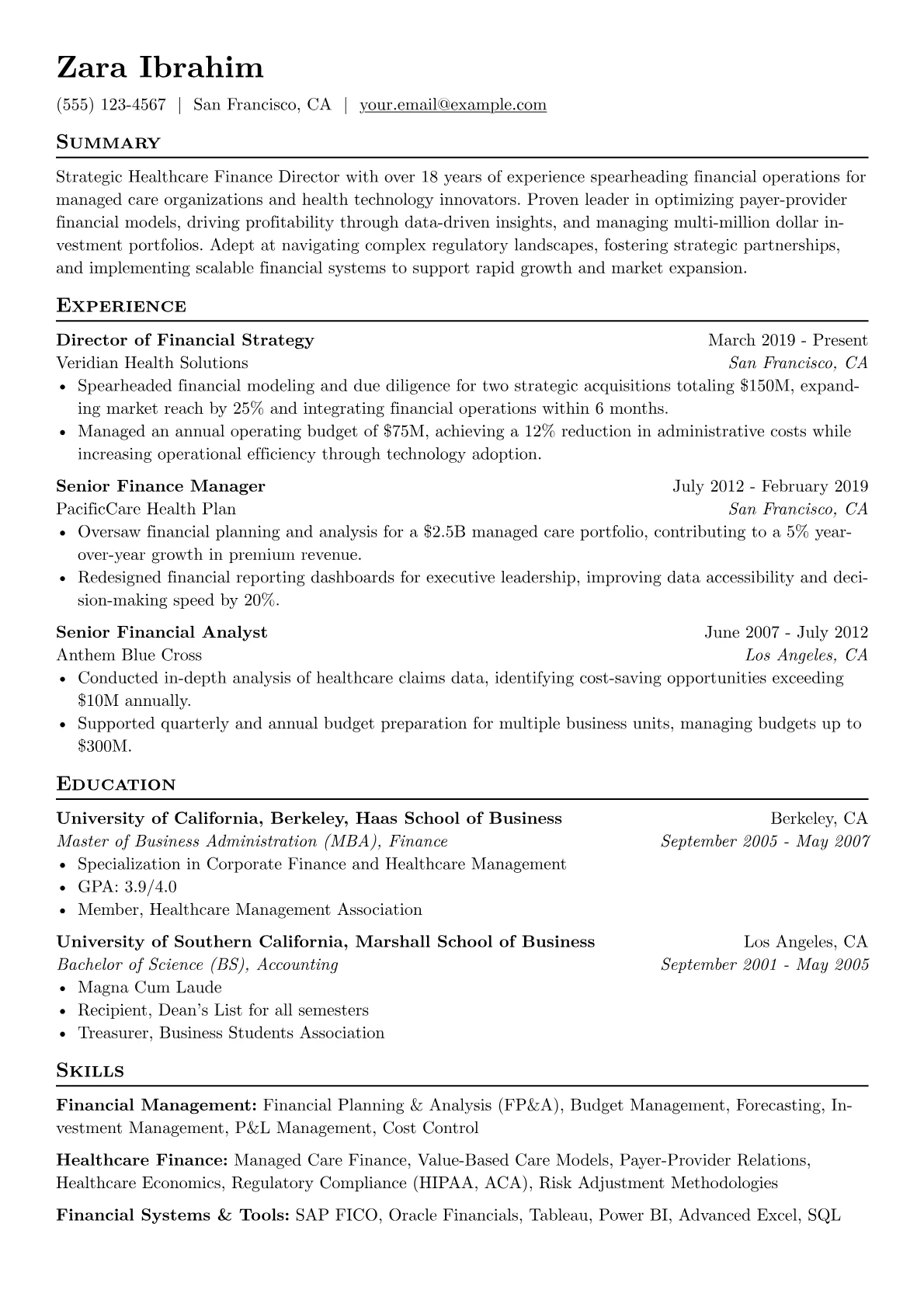 Healthcare Finance version - Page 1