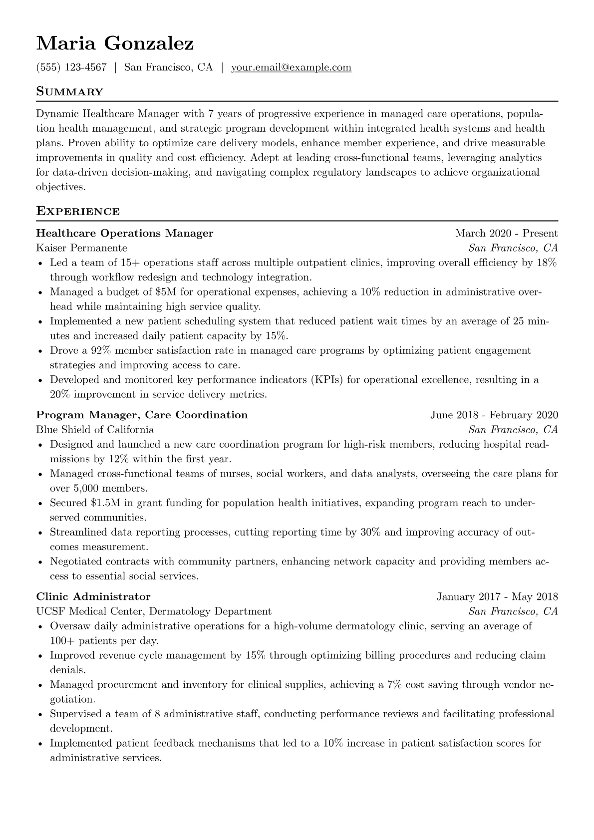 Healthcare Manager version - Page 1
