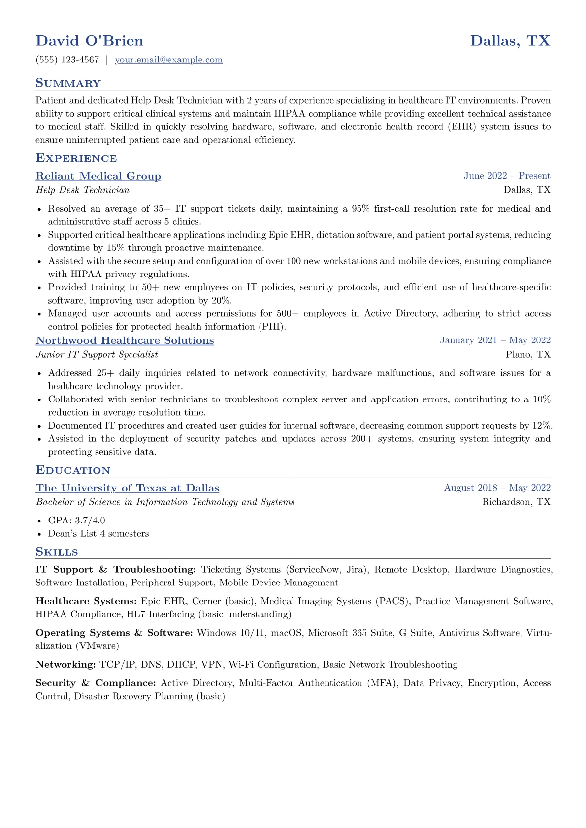 Healthcare IT Specialist version - Page 1