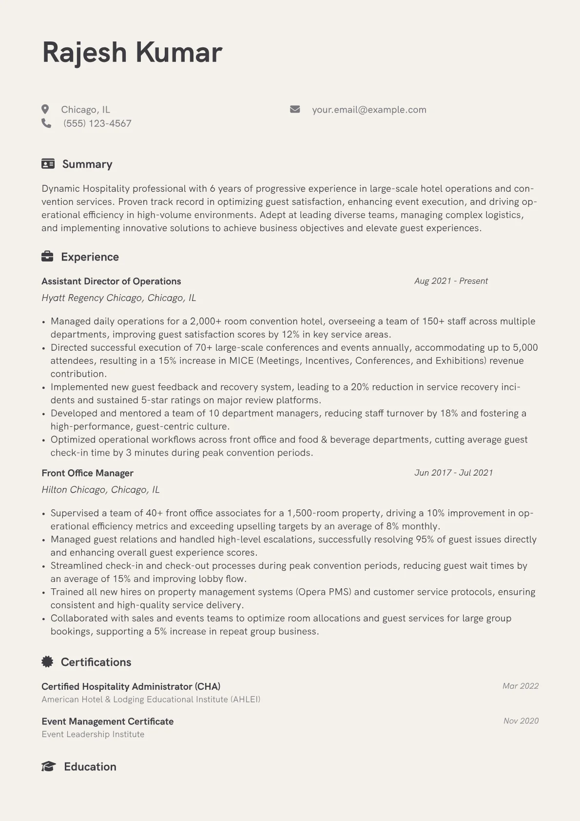 Hospitality Operations version - Page 1
