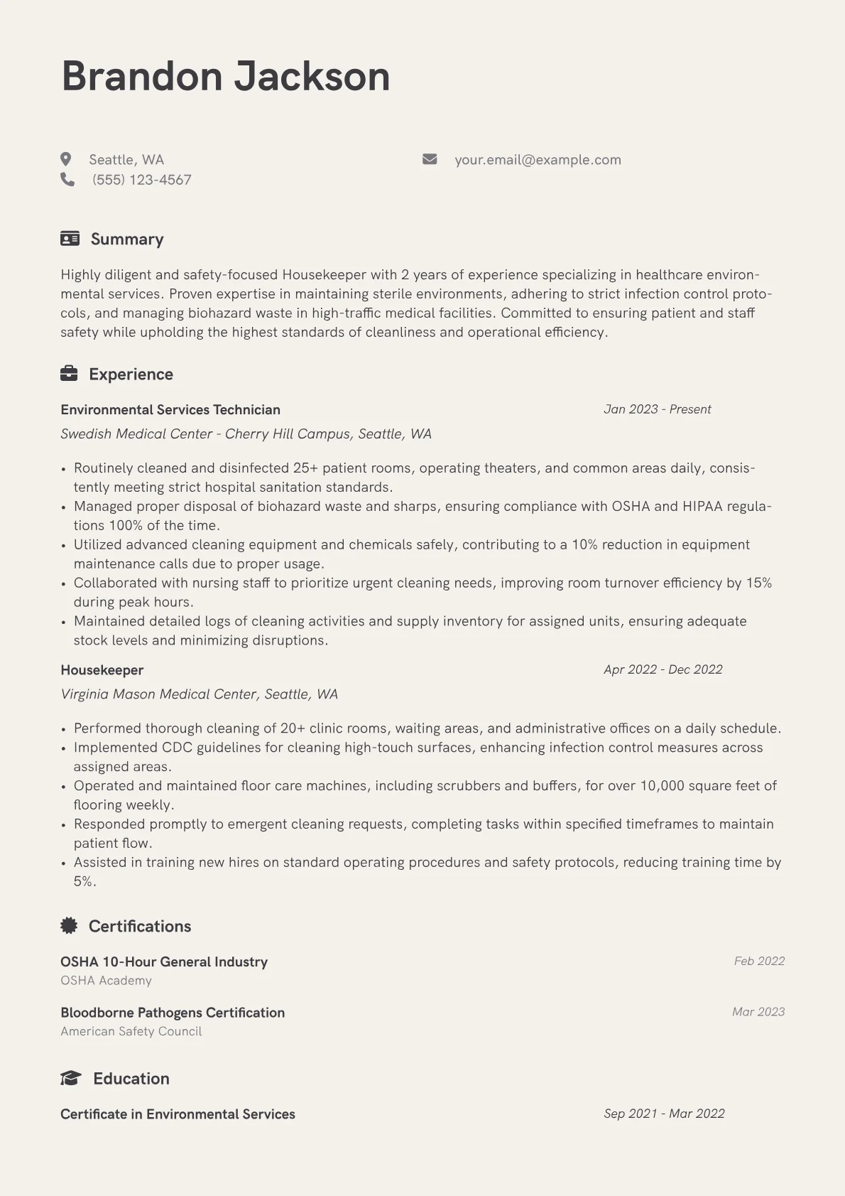 Healthcare Housekeeper version - Page 1