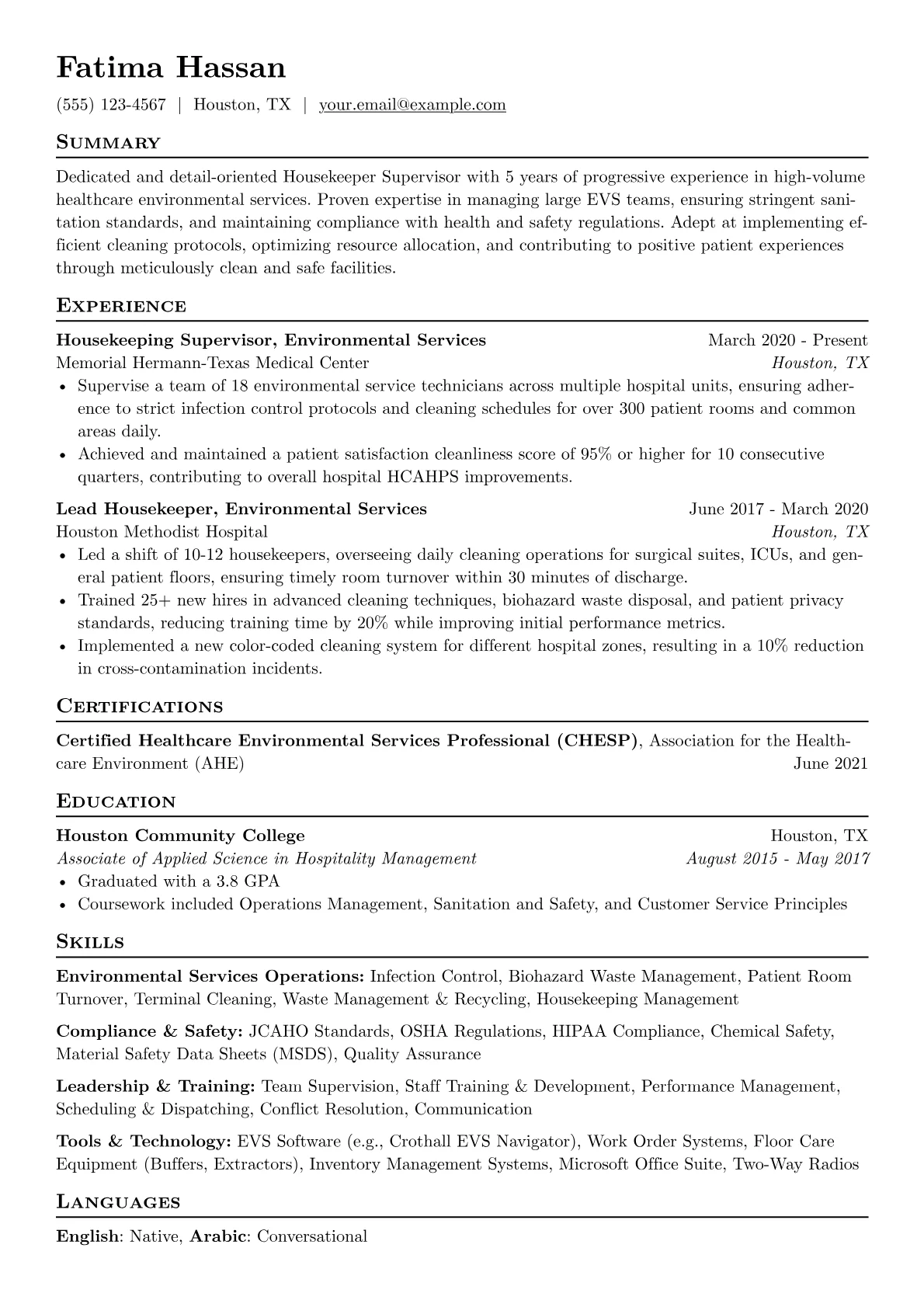 Healthcare EVS Specialist version - Page 1