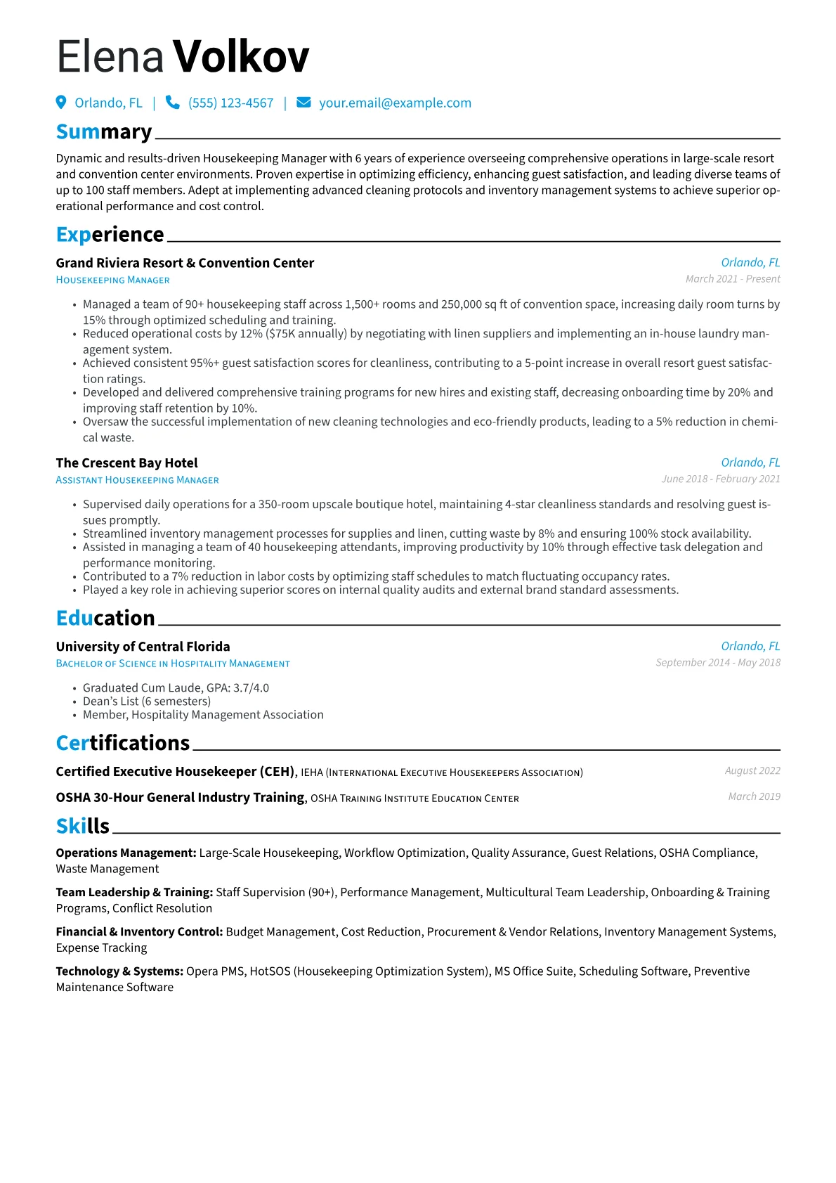 Housekeeping Manager version - Page 1