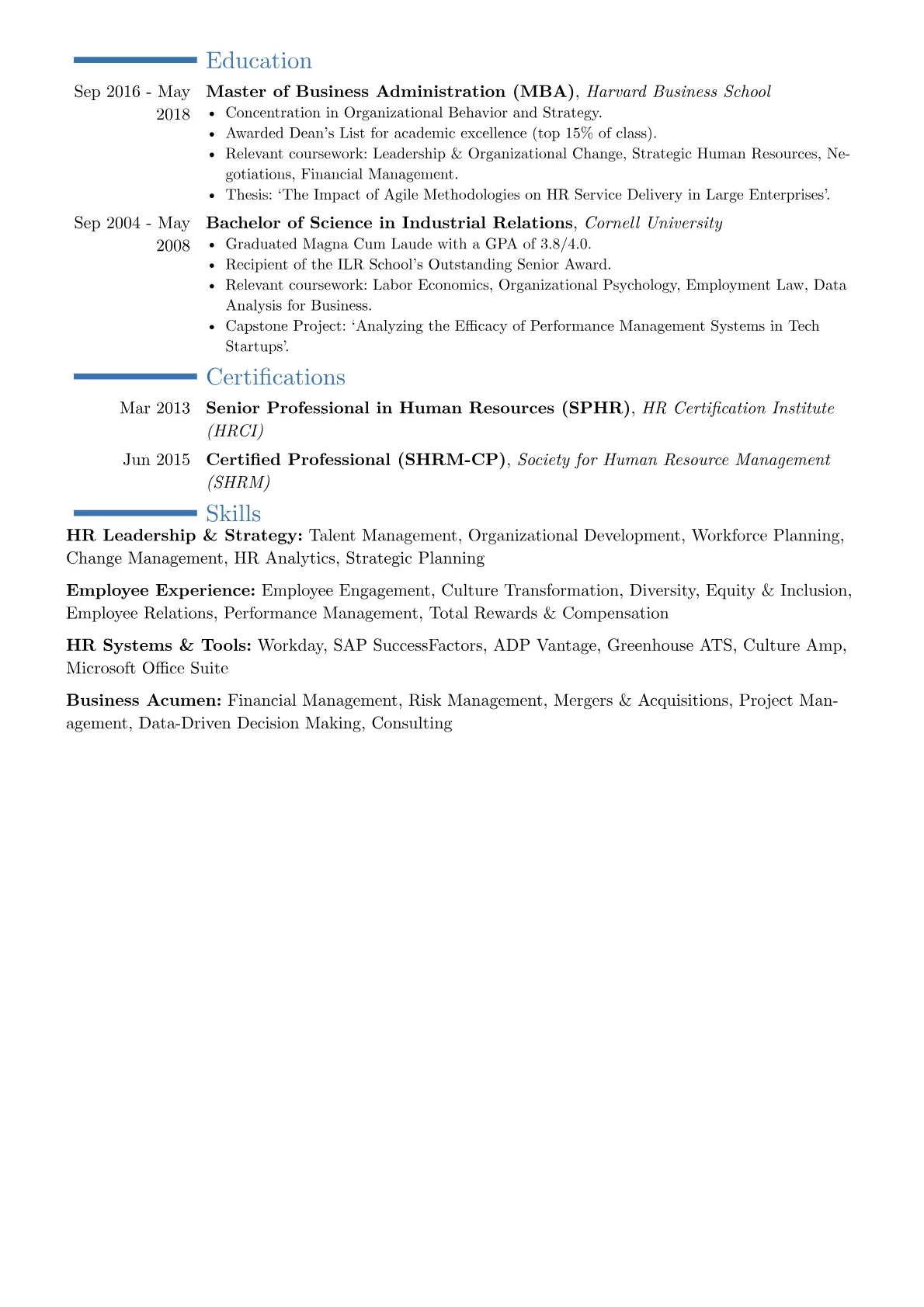 HR Executive resume example, Career changer, page 2
