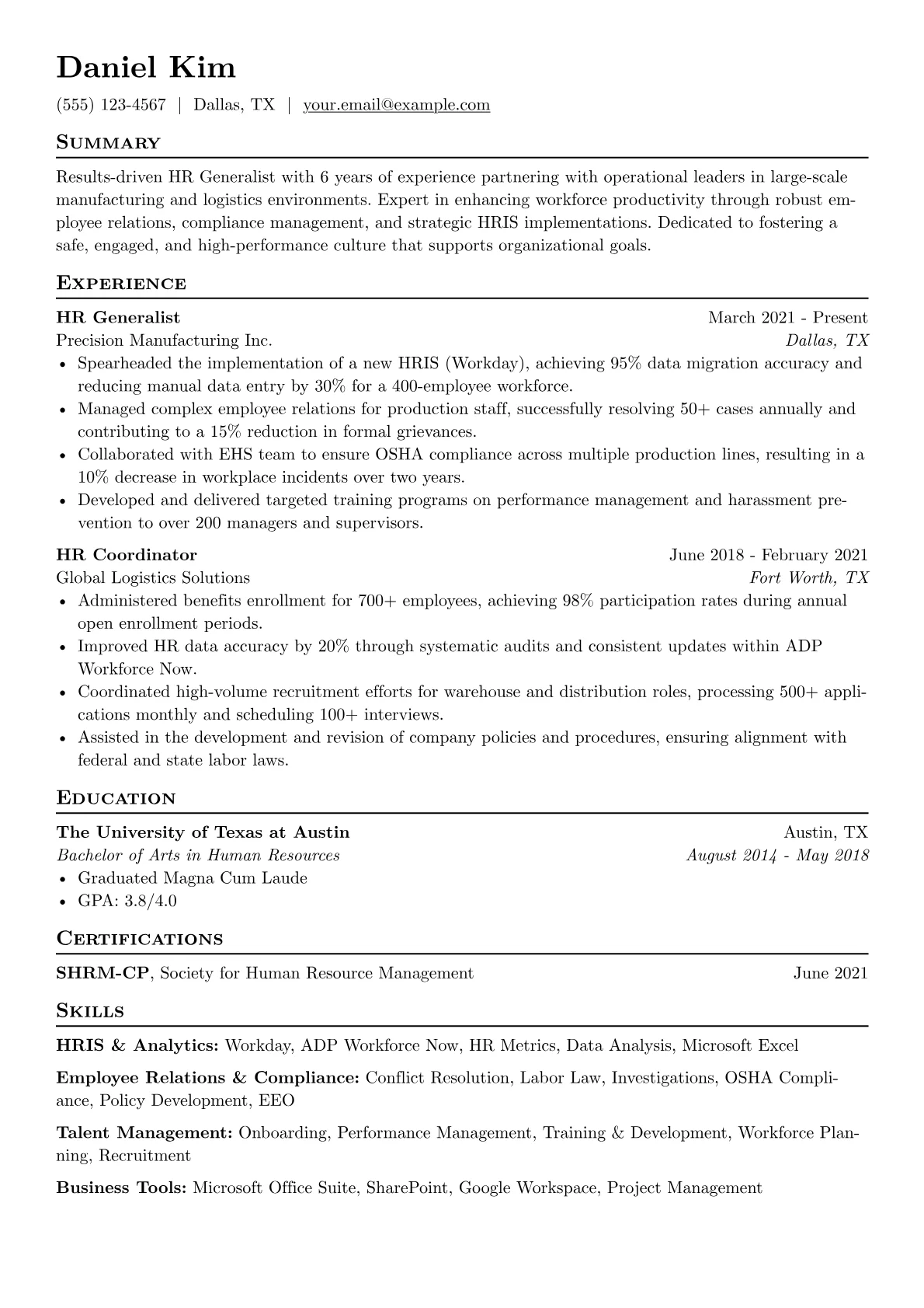 HR Generalist version - Page 1