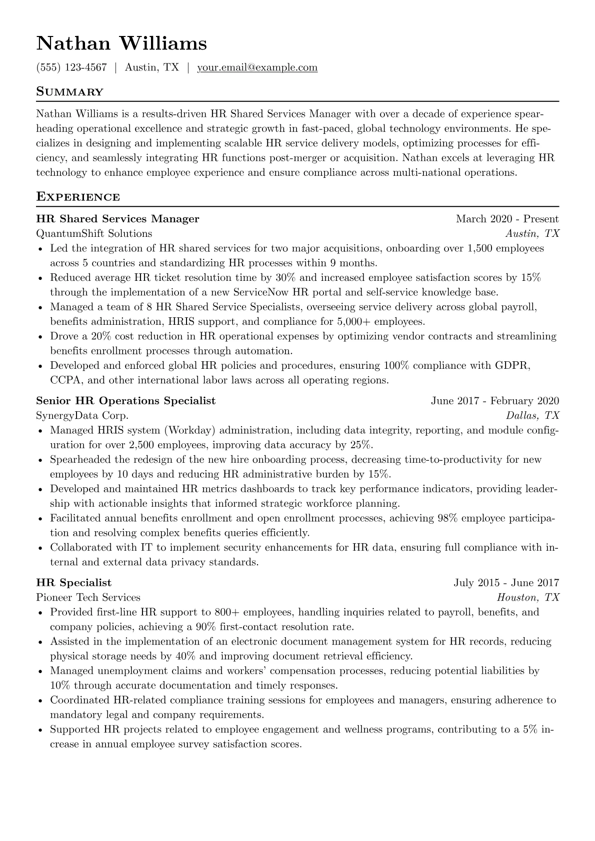 HR Shared Services version - Page 1