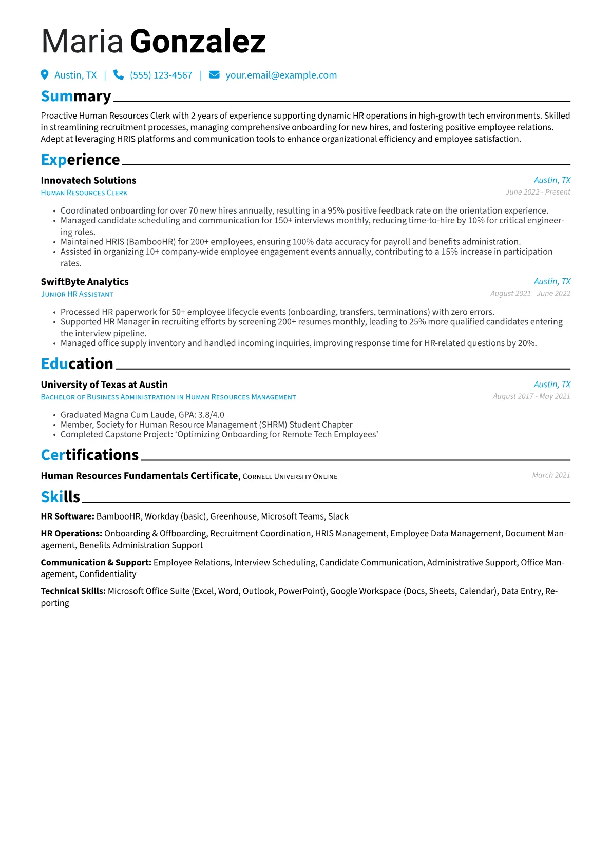 Human Resources Clerk version - Page 1