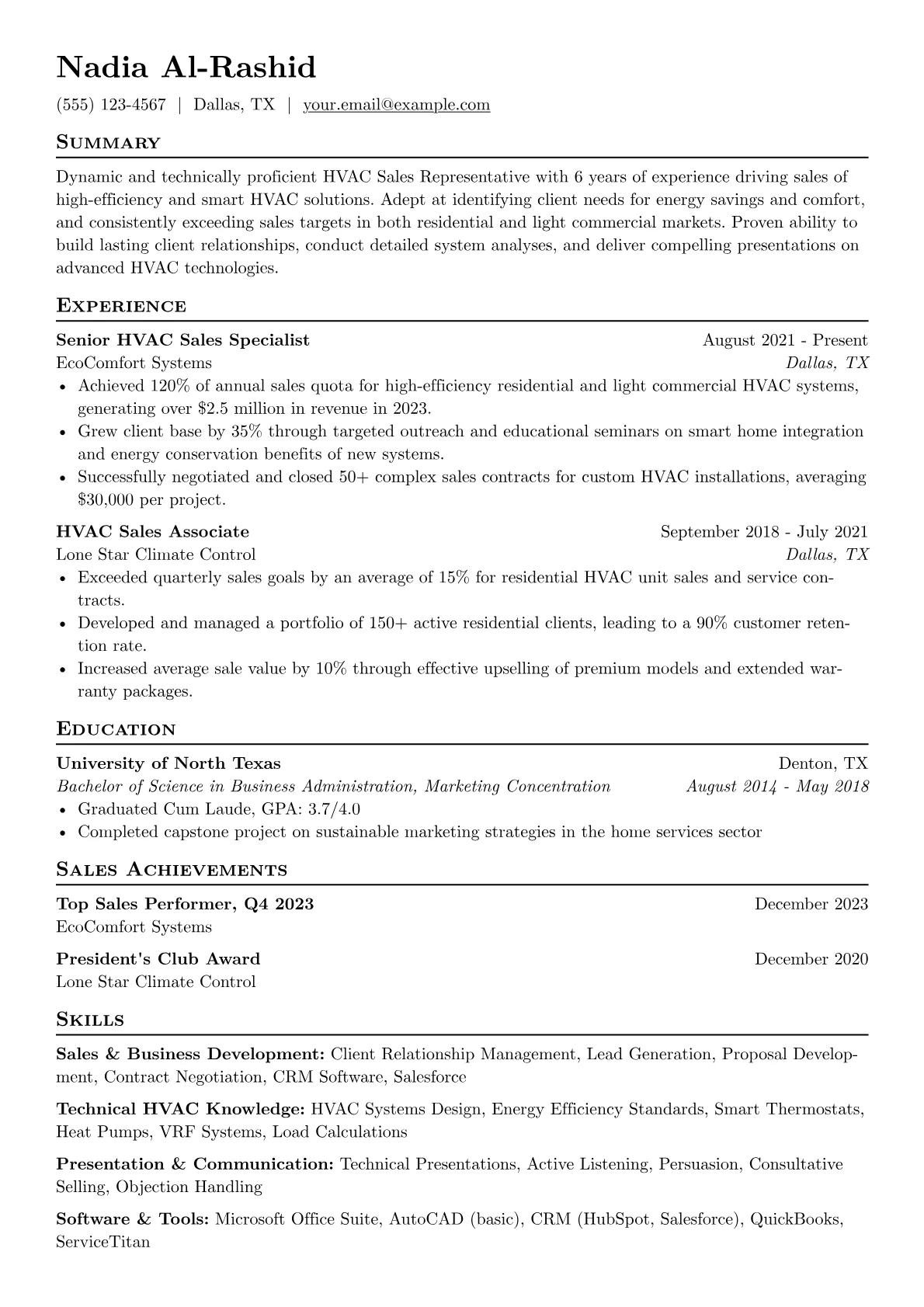 HVAC Sales Representative version - Page 1