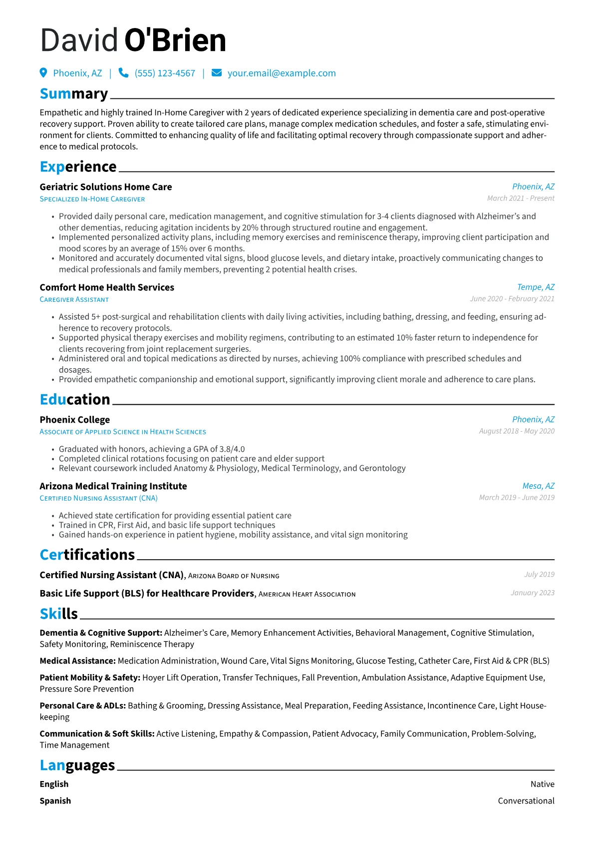 In-Home Caregiver version - Page 1