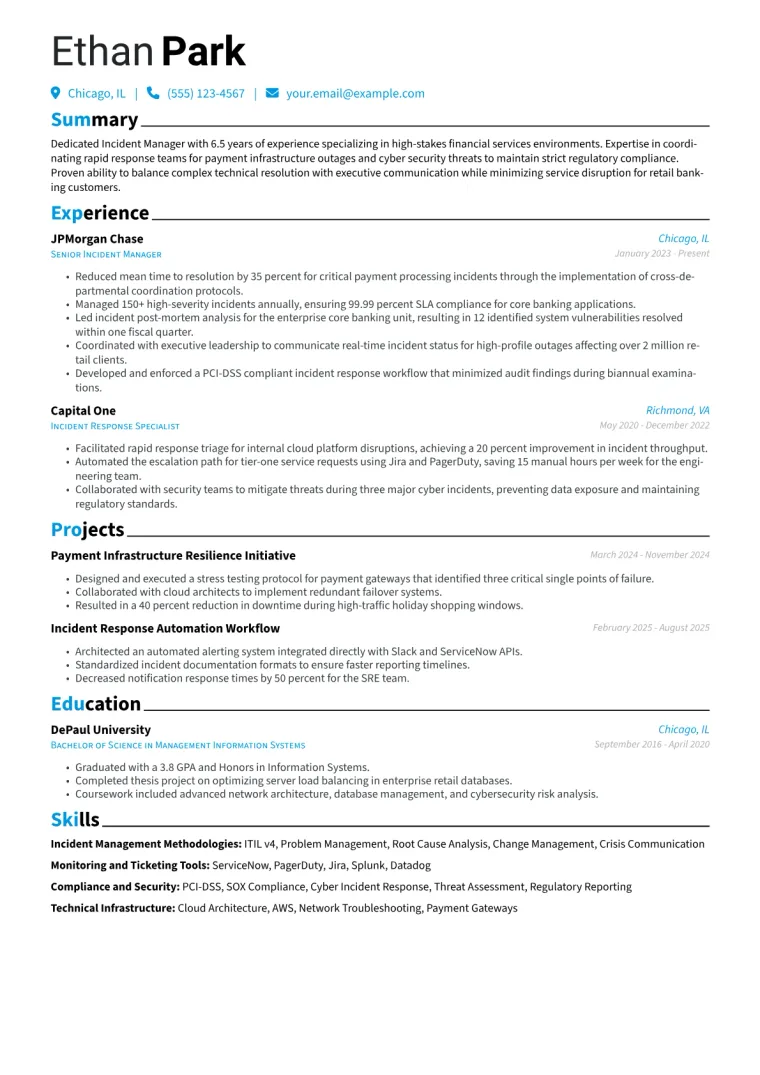 Incident Manager Resume Examples + Free Template (2026)