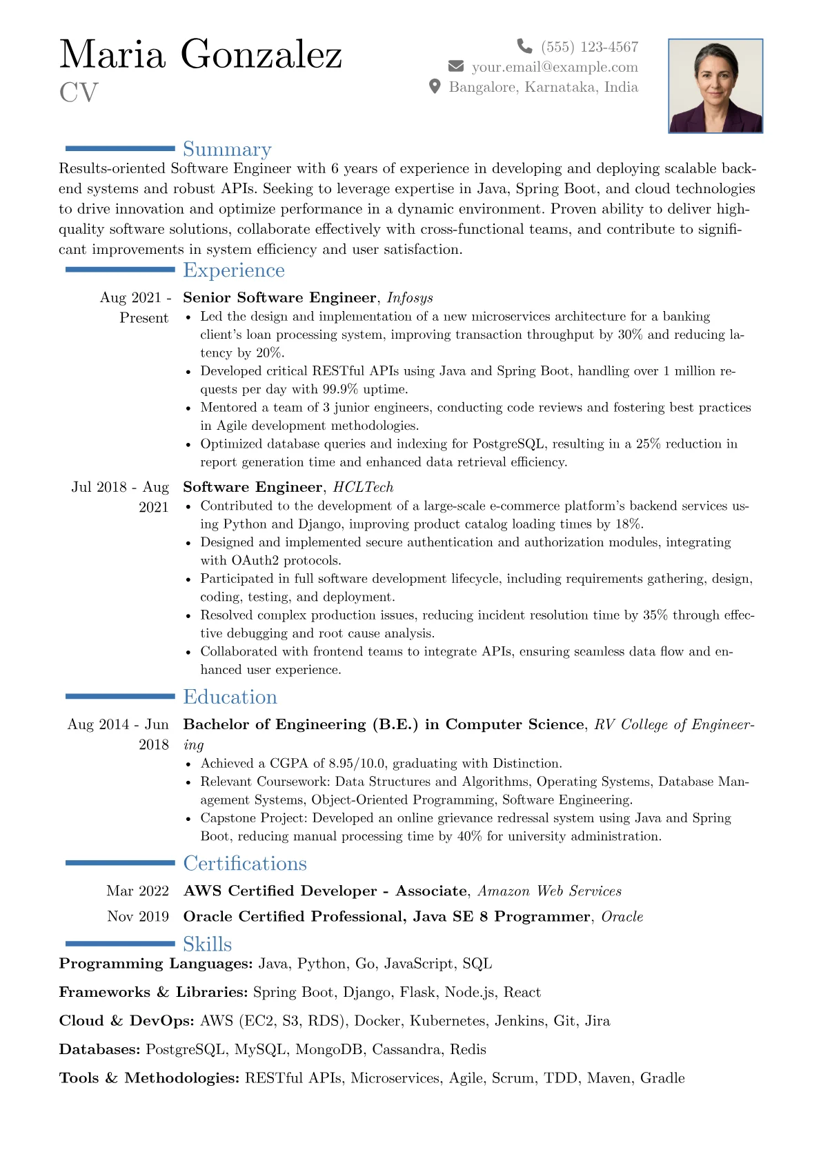 Indian Resume Format version - Page 1
