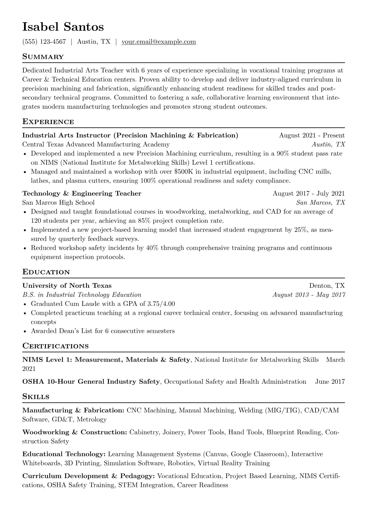 Industrial Arts version - Page 1