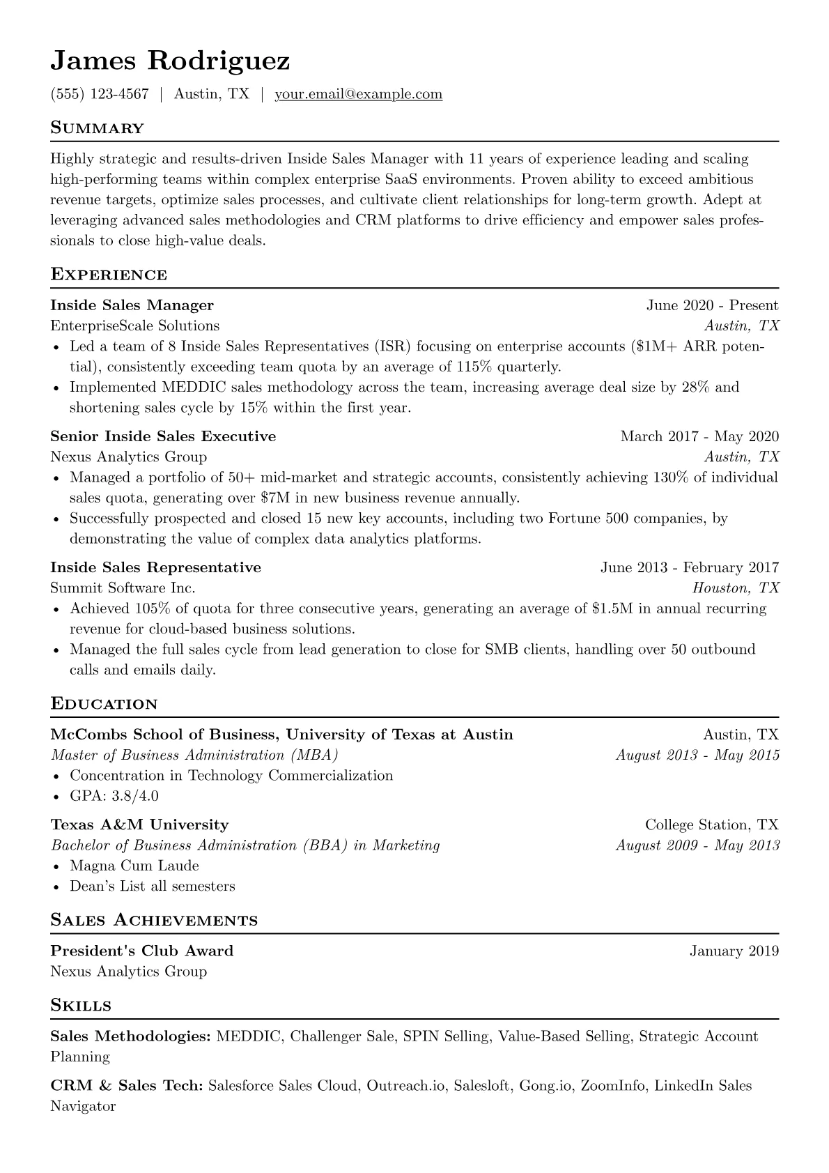 Inside Sales Manager version - Page 1