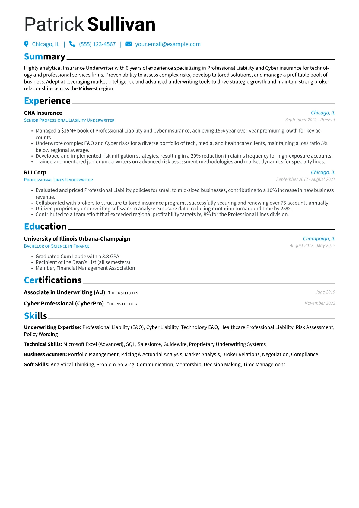 Insurance Underwriter version - Page 1