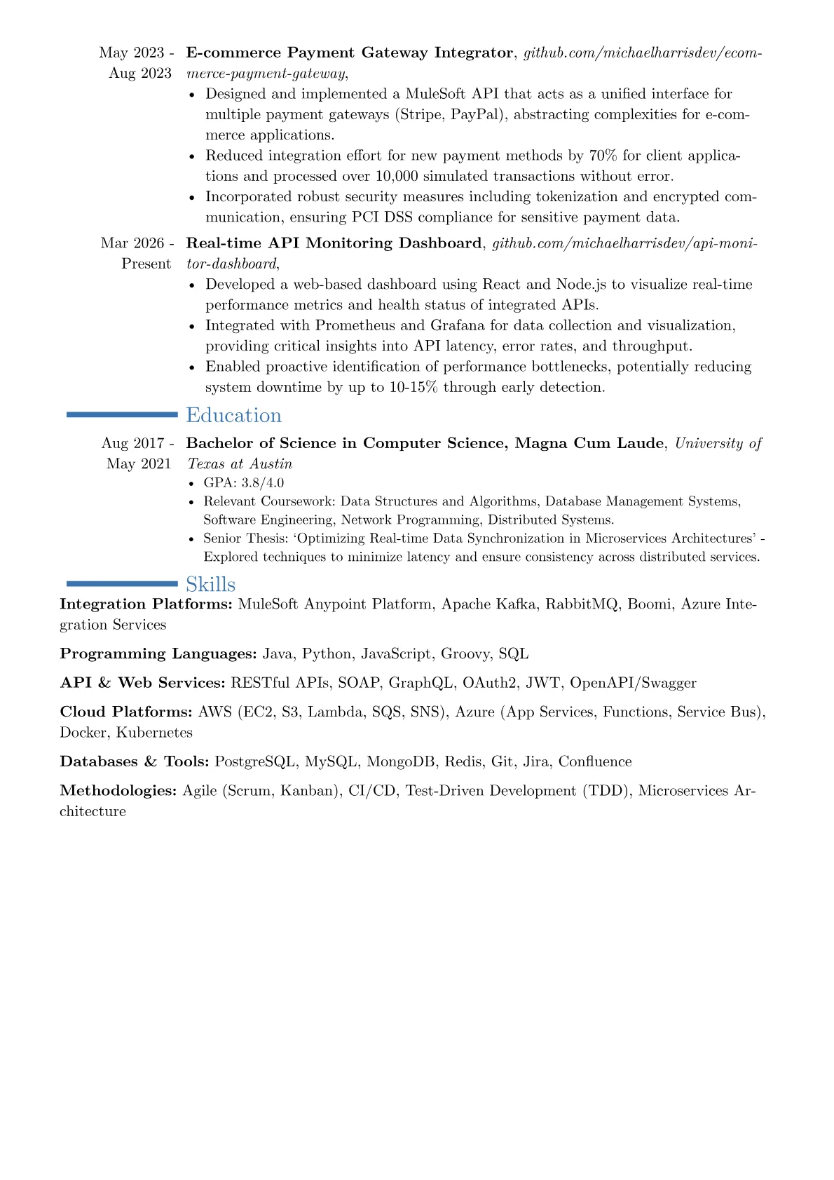 Integration Developer resume example, Career changer, page 2