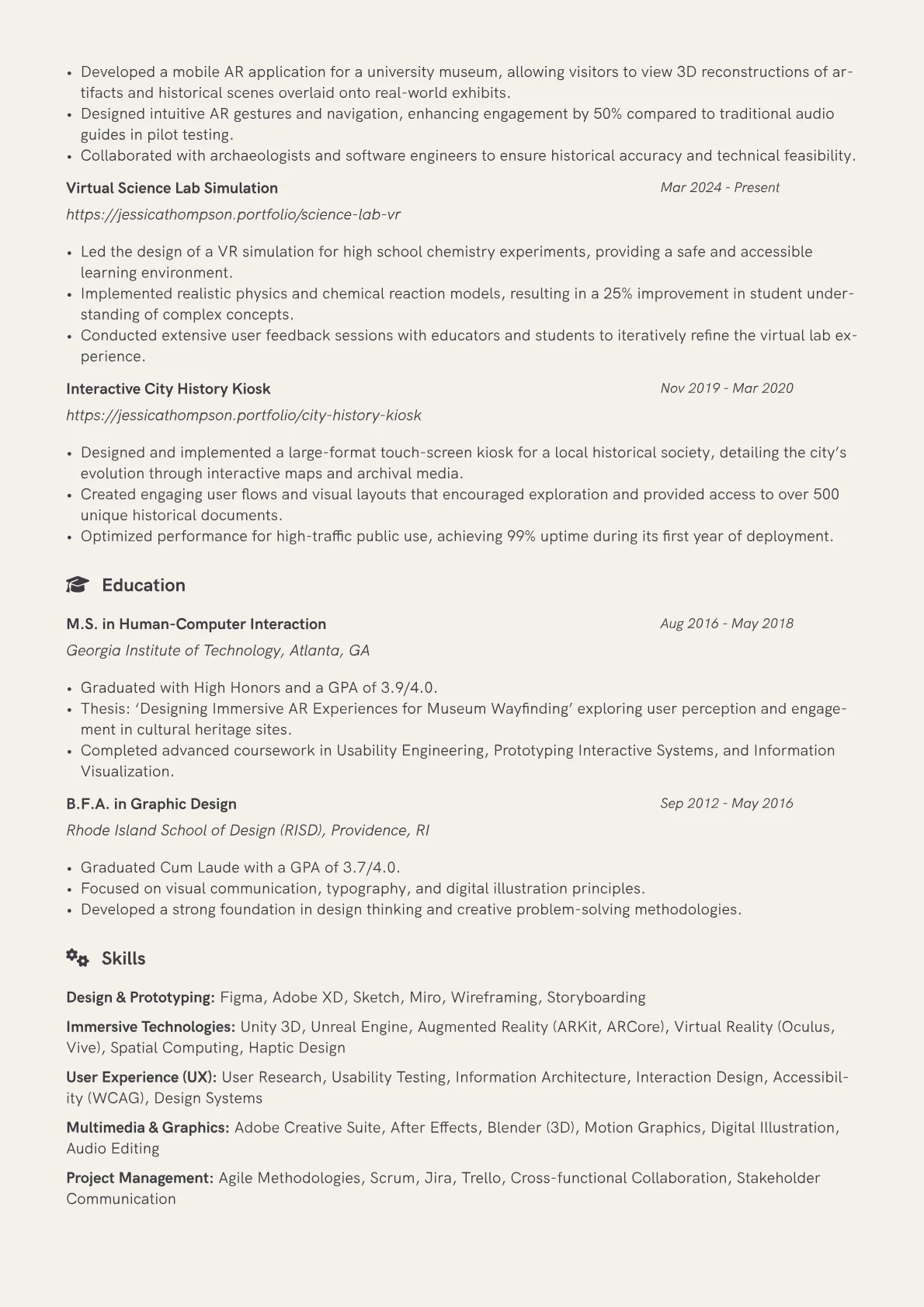 Interactive Designer resume example, Design & Prototyping, page 2