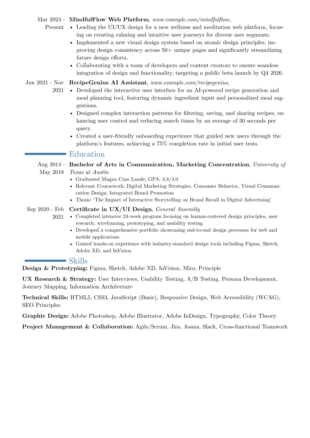 Interactive Designer resume example, Career changer, page 2