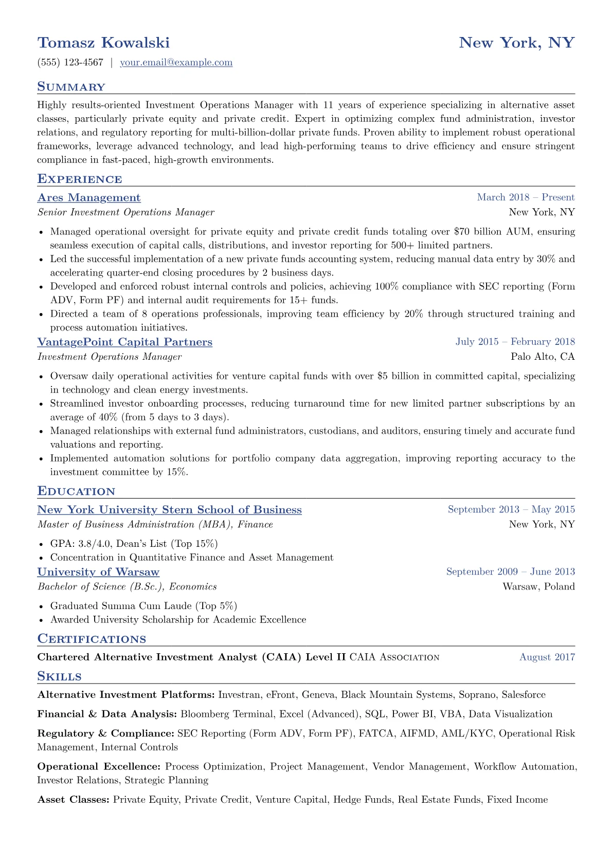 Private Equity Operations version - Page 1
