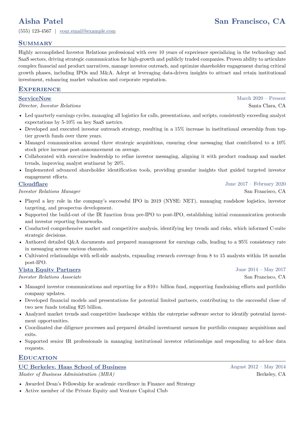 Tech/SaaS Sector Focus version - Page 1