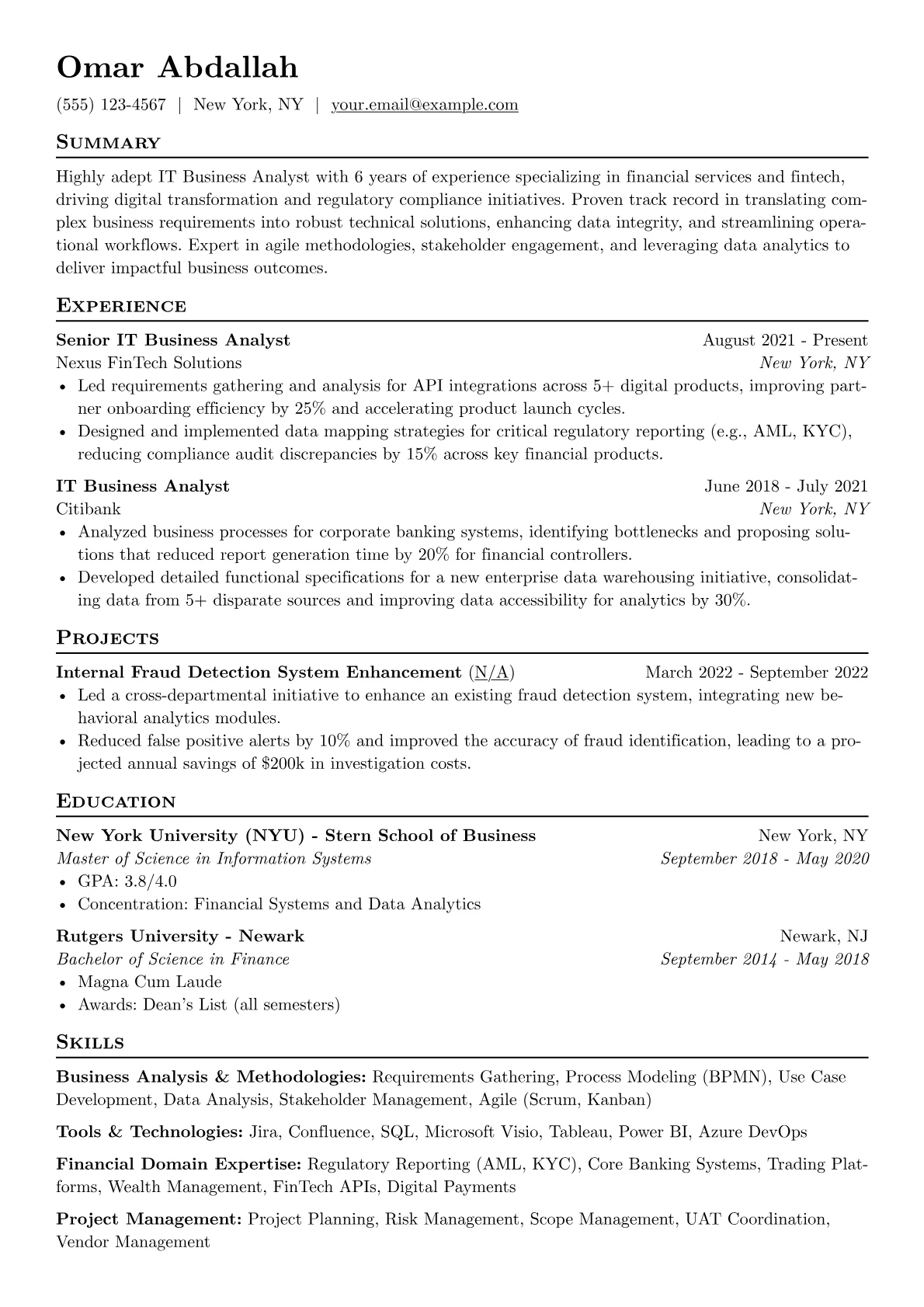 IT Business Analyst version - Page 1