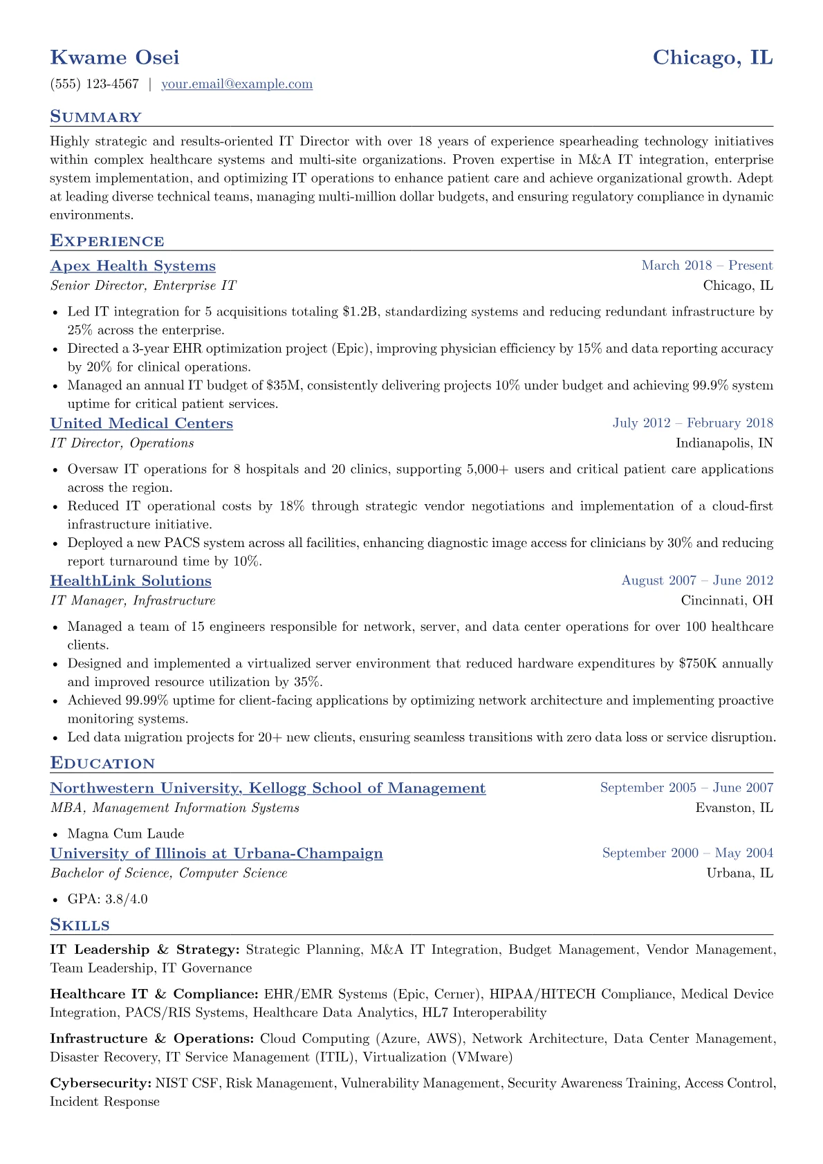Healthcare IT Director version - Page 1