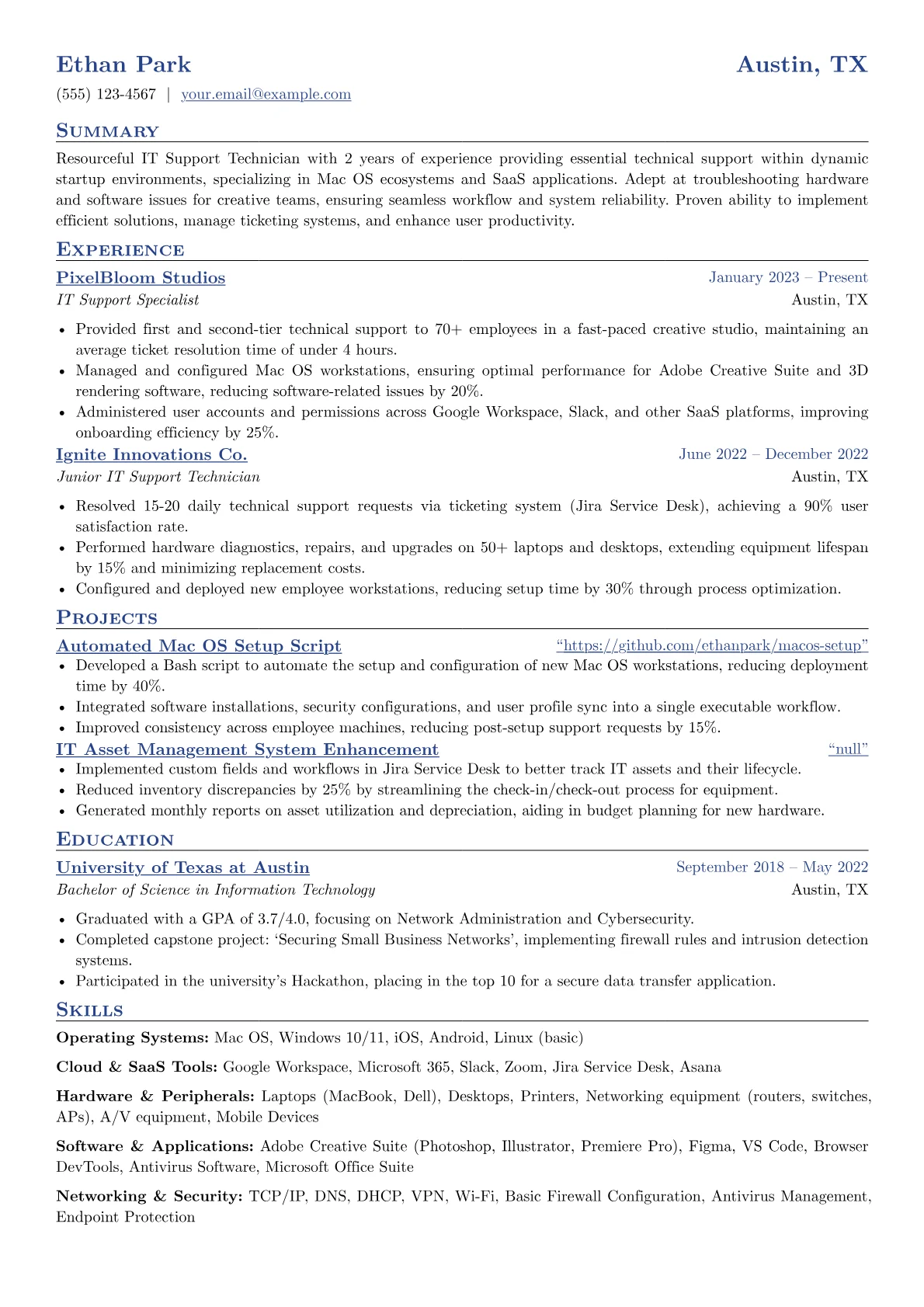 IT Support Technician version - Page 1