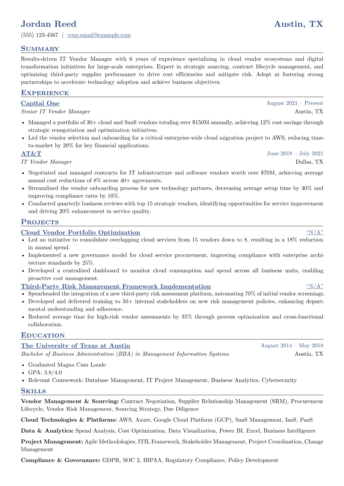 IT Vendor Manager version - Page 1