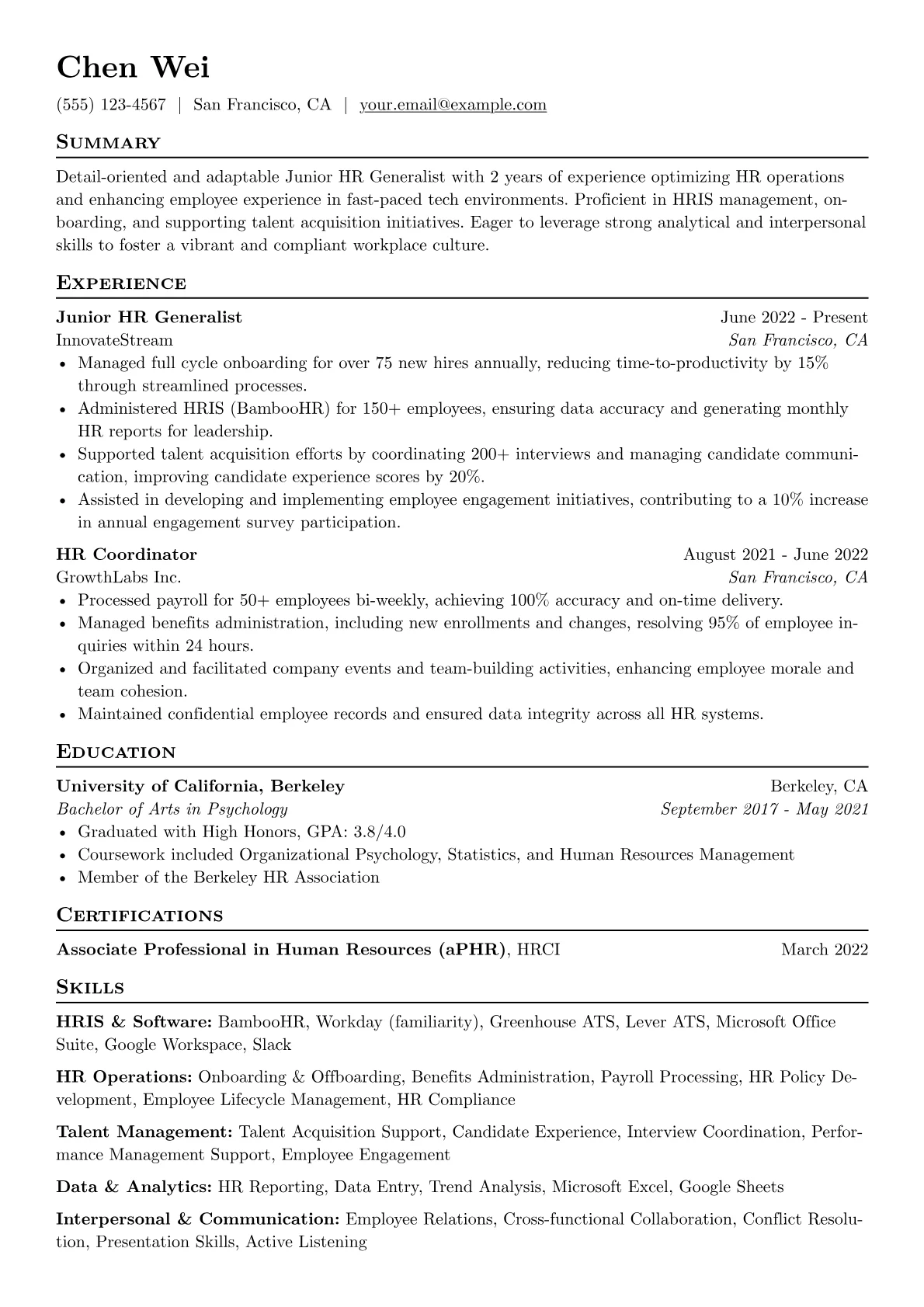 Tech Startup HR Generalist version - Page 1