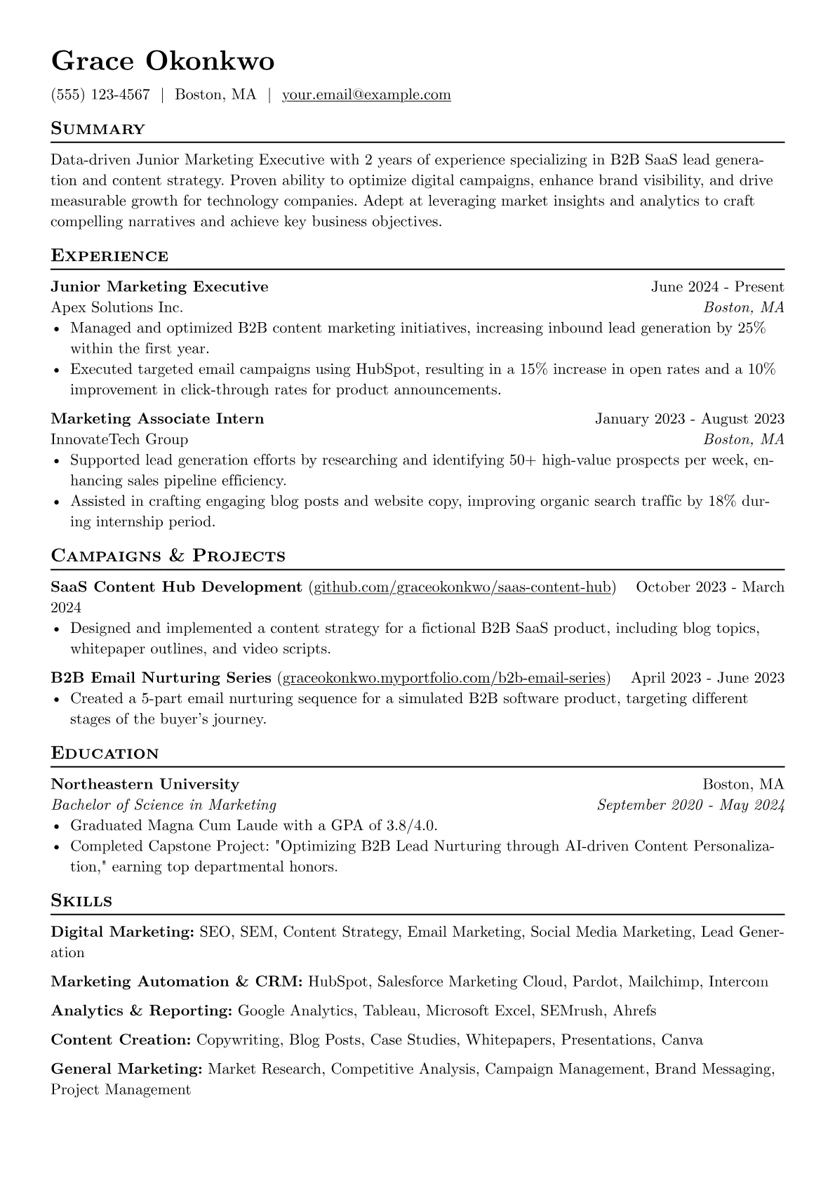 Junior Marketing Executive version - Page 1