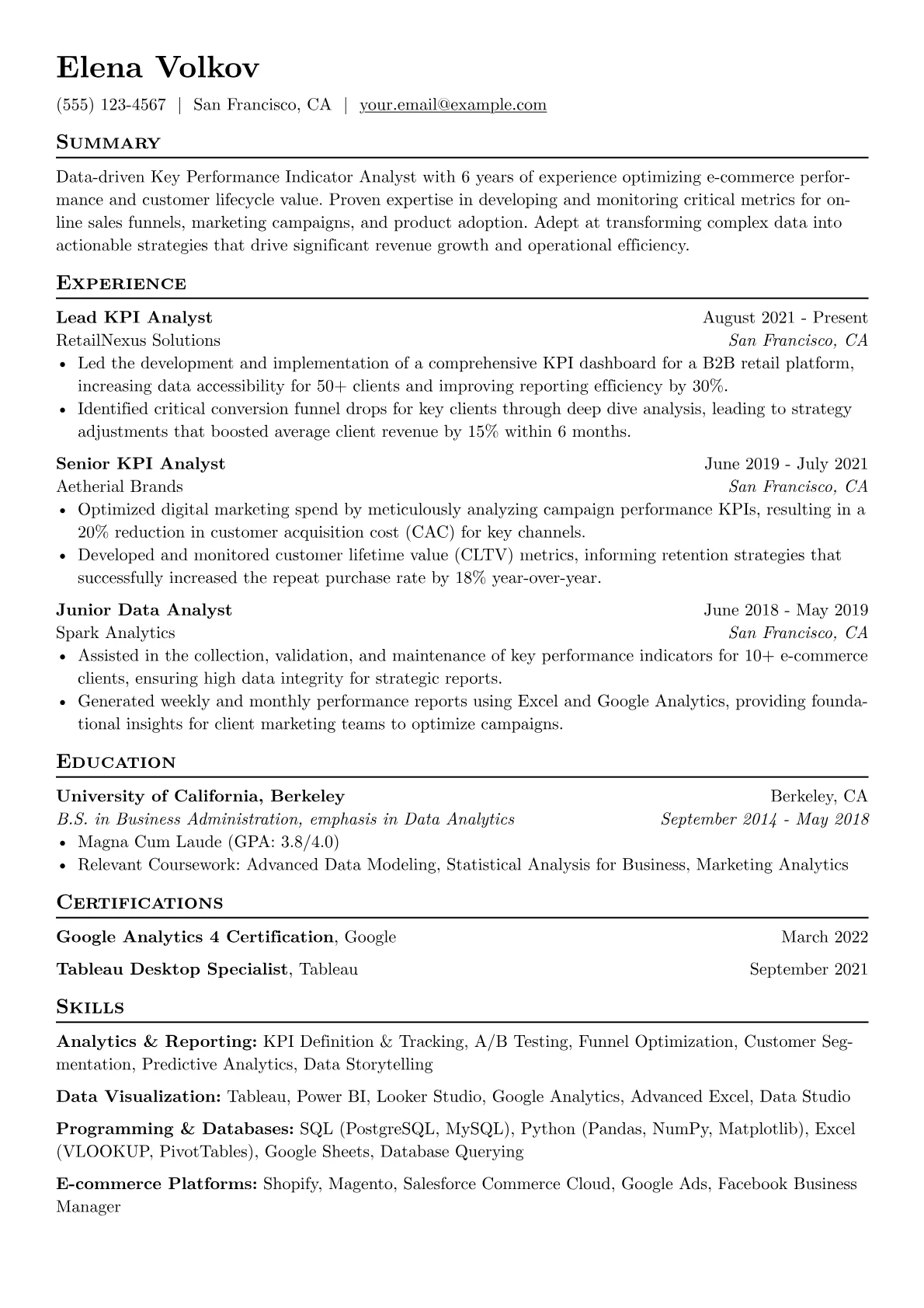 KPI Analyst version - Page 1