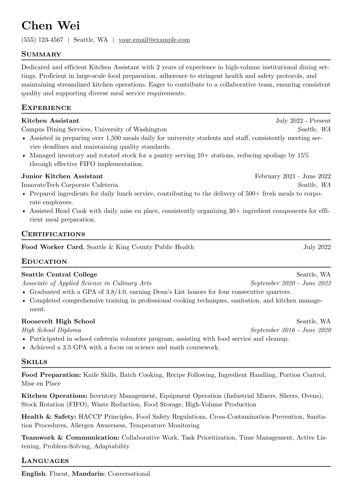 Kitchen Assistant version - Page 1