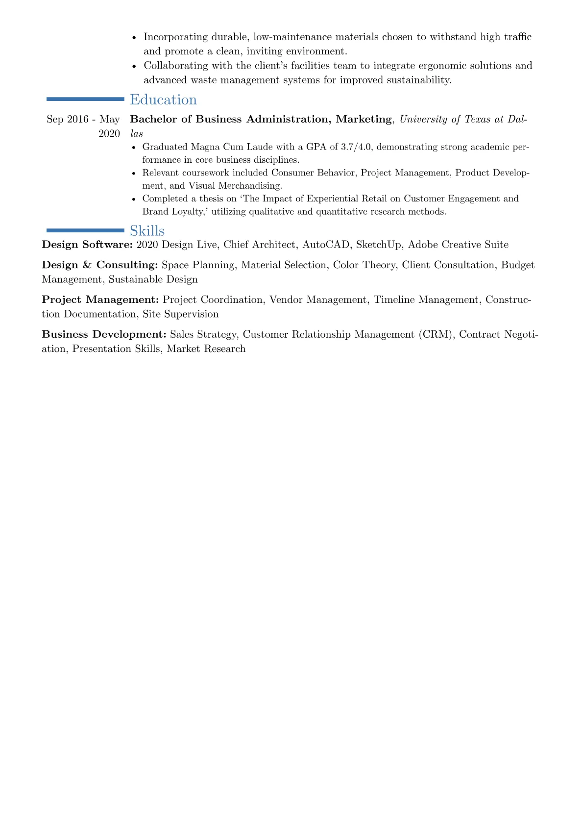 Kitchen Designer resume example, Career changer, page 2