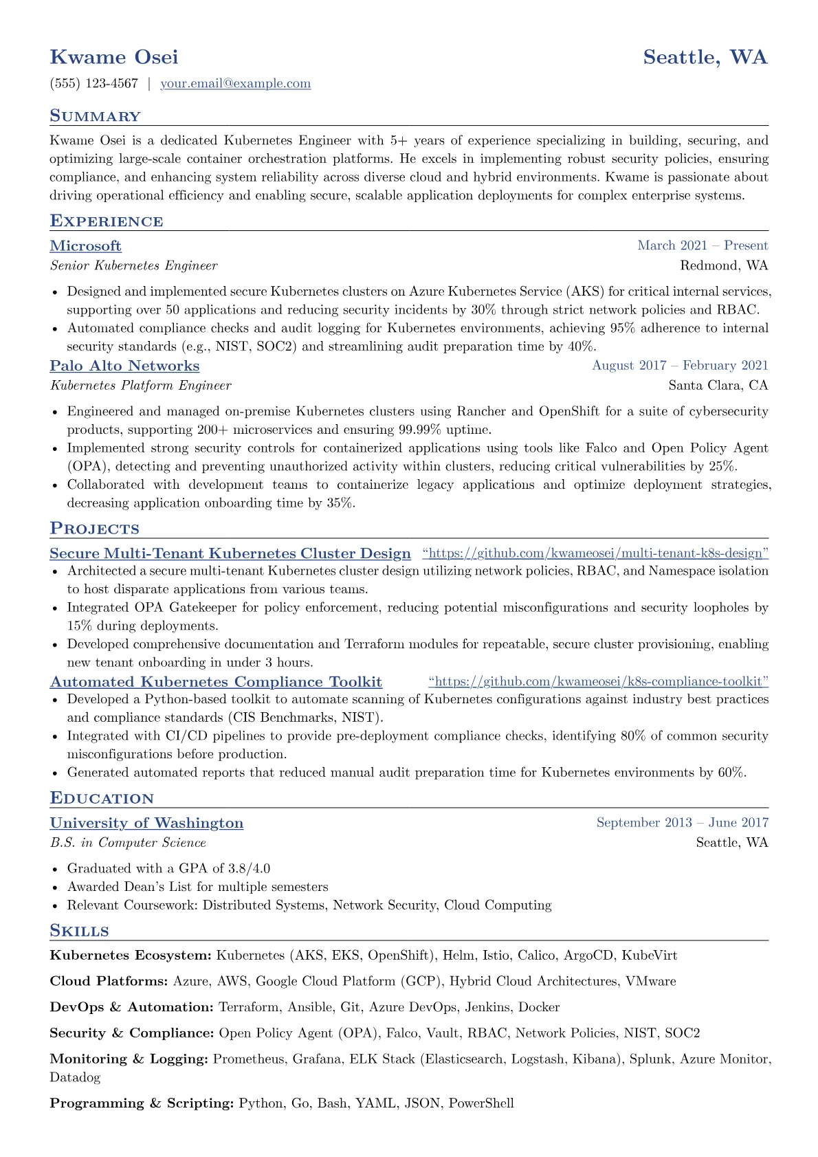 Kubernetes Engineer version - Page 1