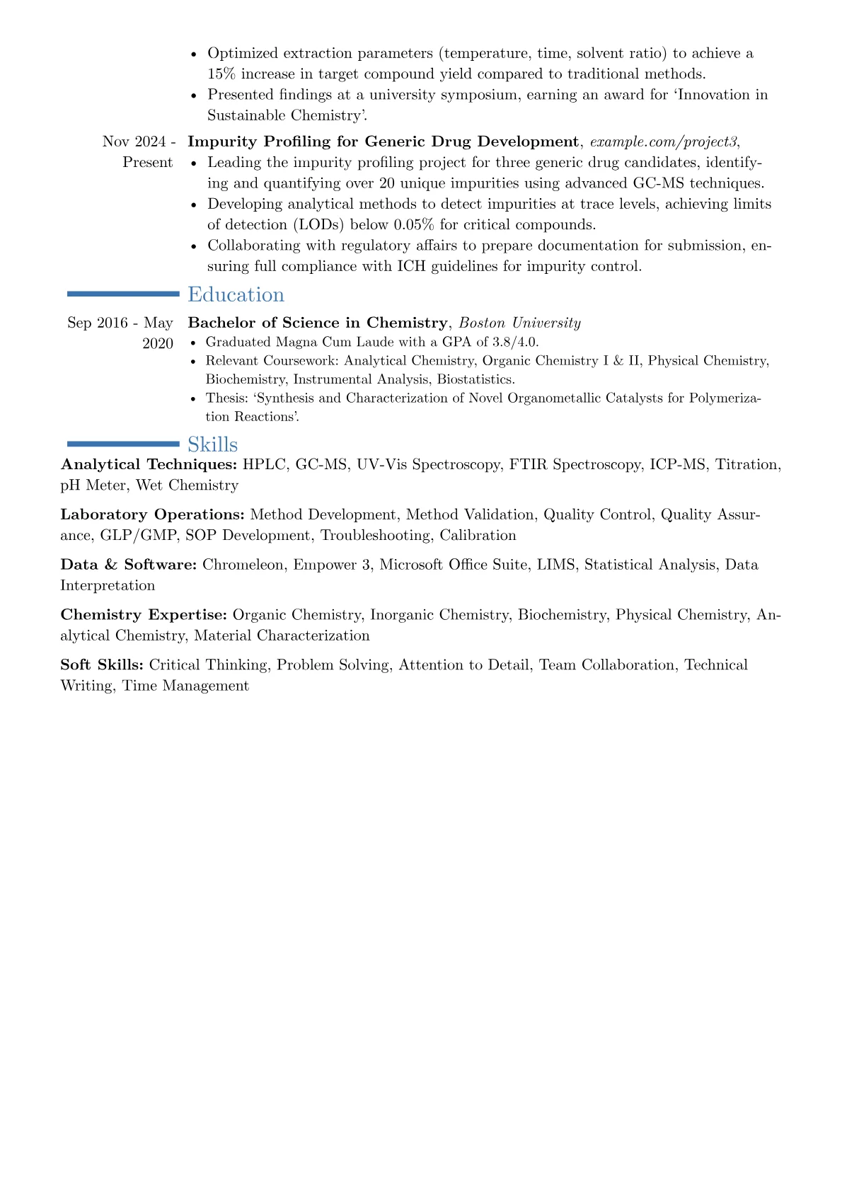 Lab Chemist resume example, Career changer, page 2