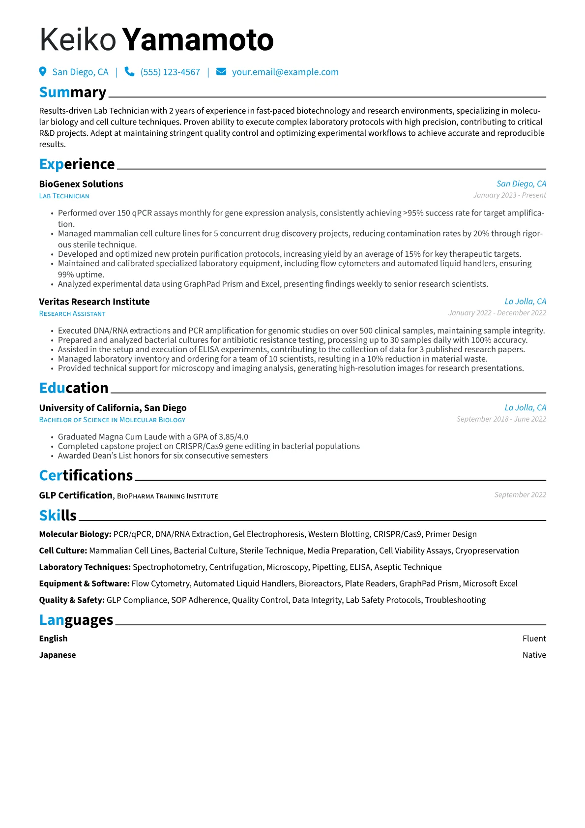 Biotech Lab Technician version - Page 1
