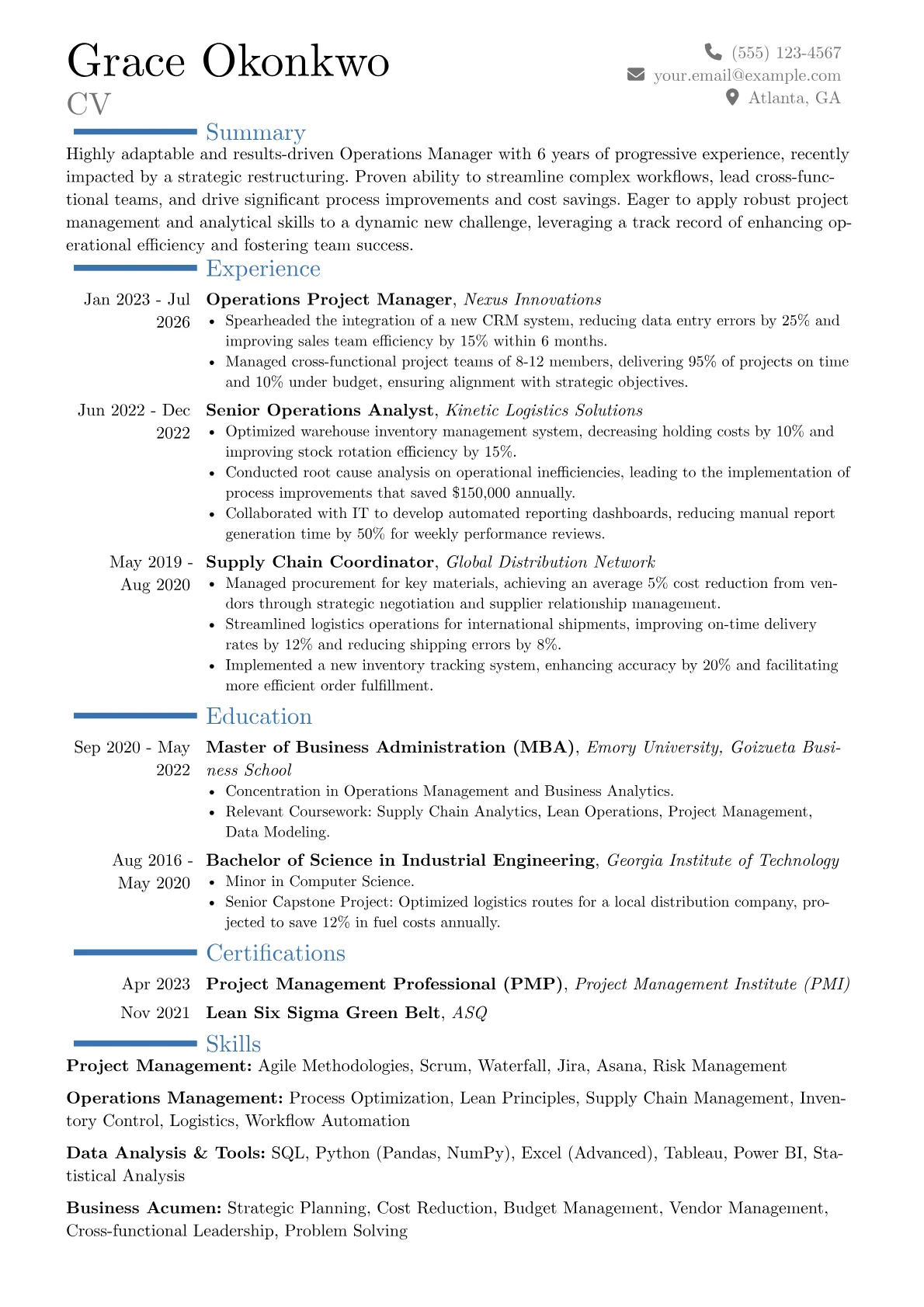 Laid Off resume example, Career changer, page 1