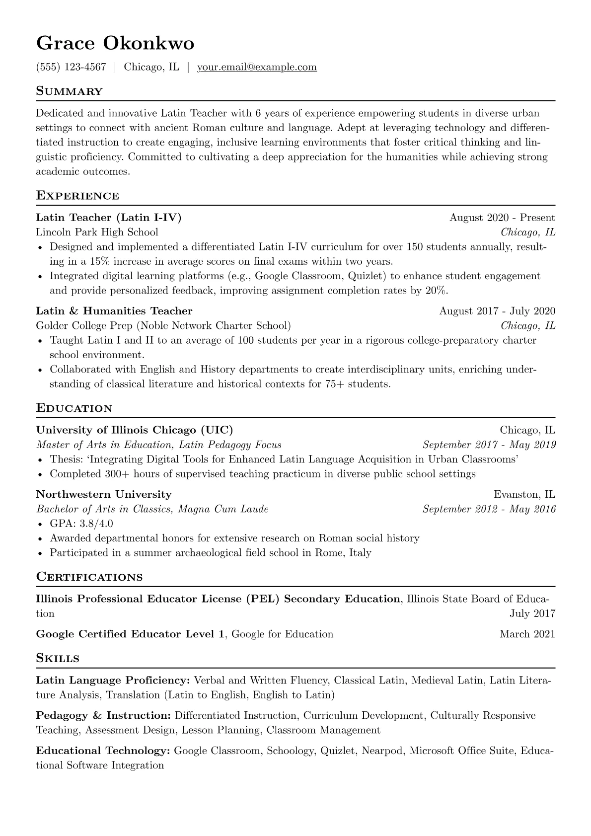 Latin Teacher version - Page 1